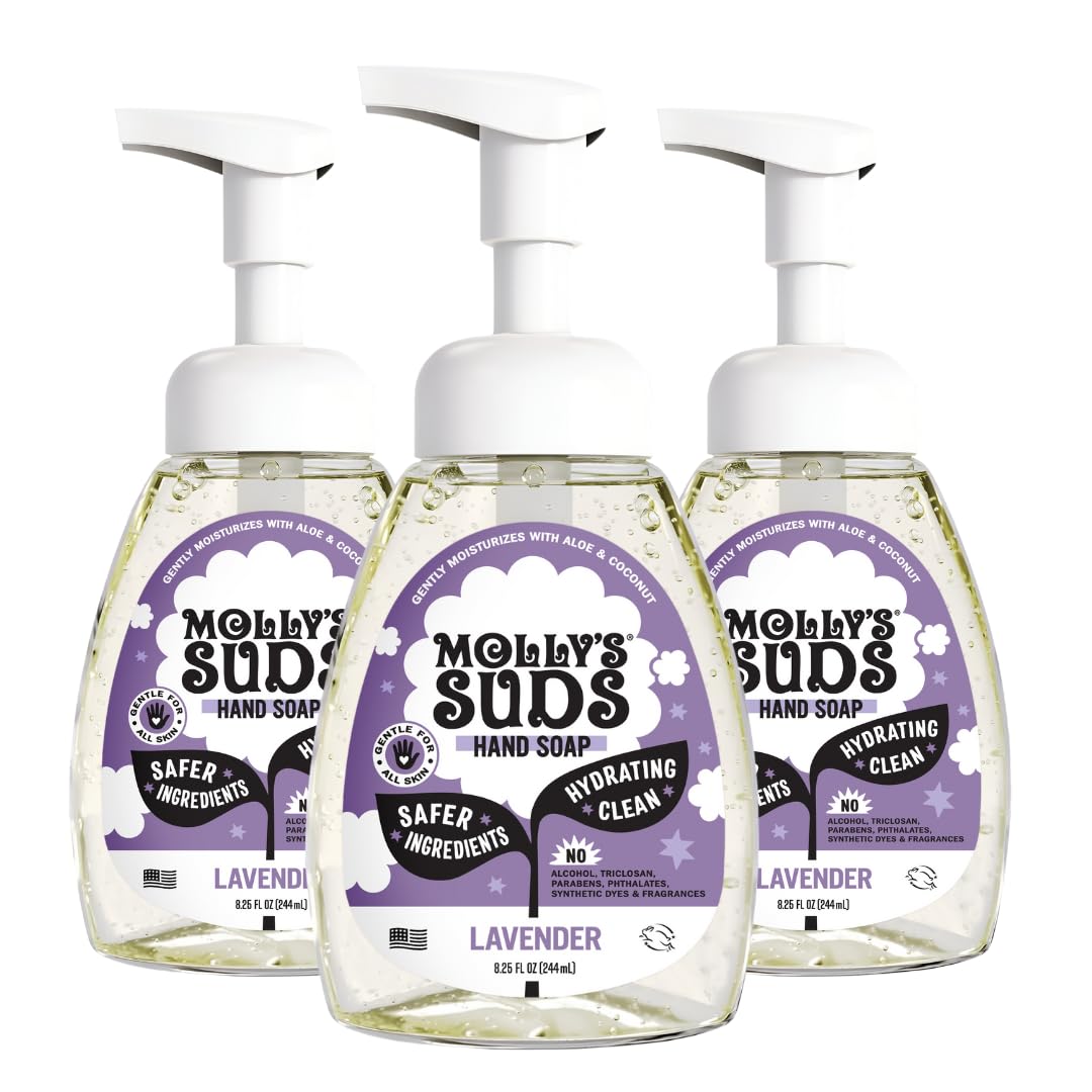 Molly's Suds Foaming Hand Soap – Aloe & Coconut Oil | Lavender | Pack of 3