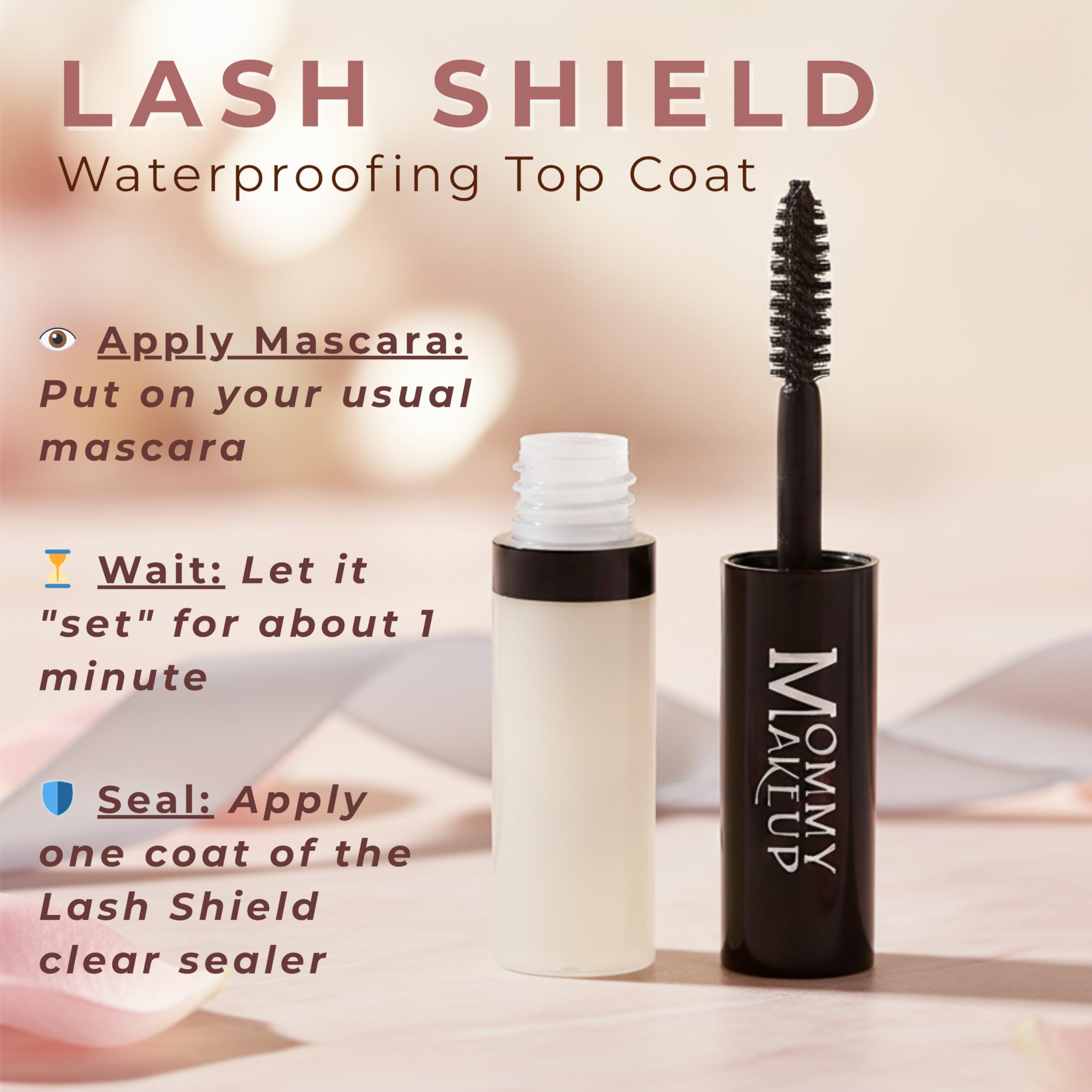 Lash Shield Waterproof Top Coat for Mascara & Brows | Mommy Makeup