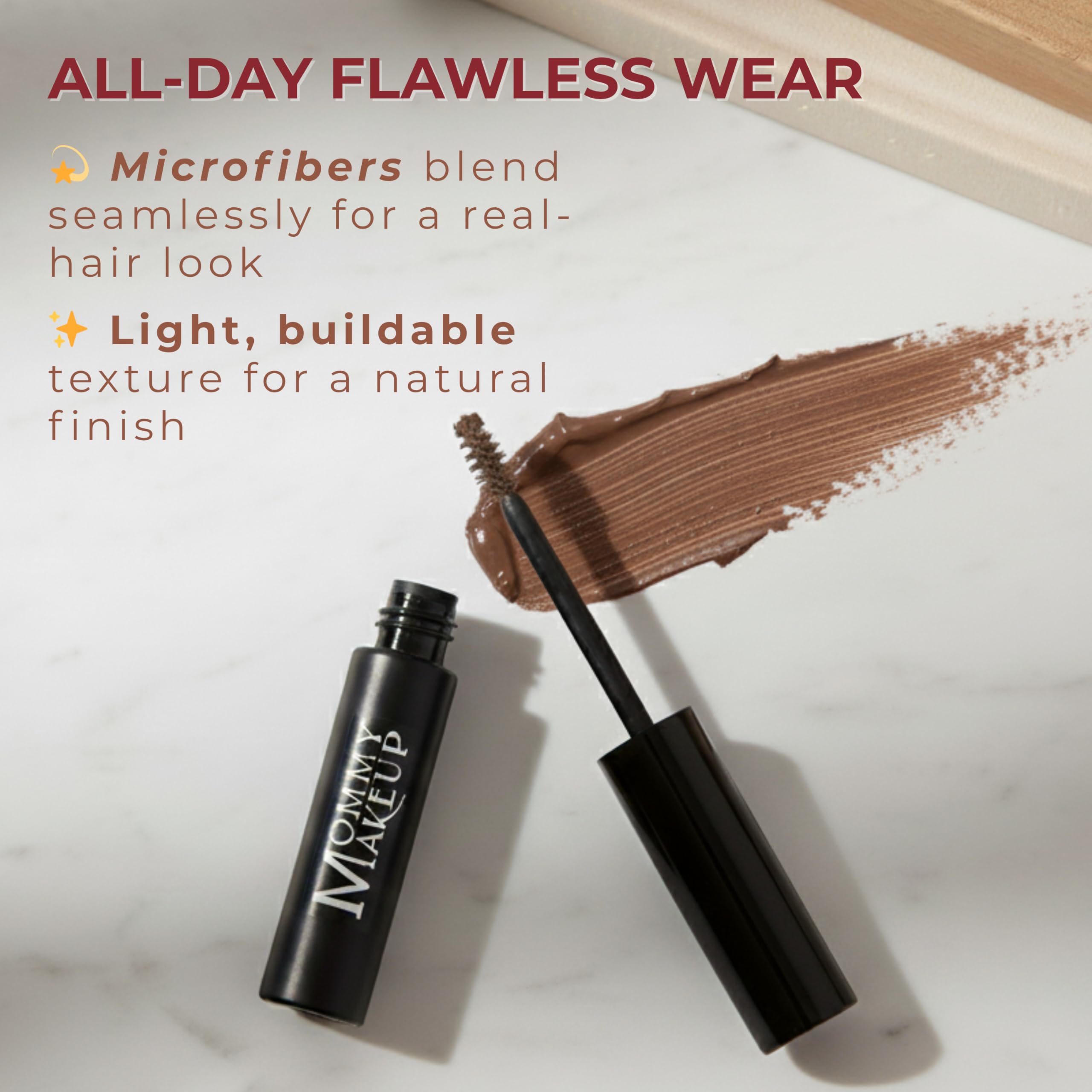 Mommy Makeup Brow Tint with Microfibers – 4-in-1 Copper Brow Gel