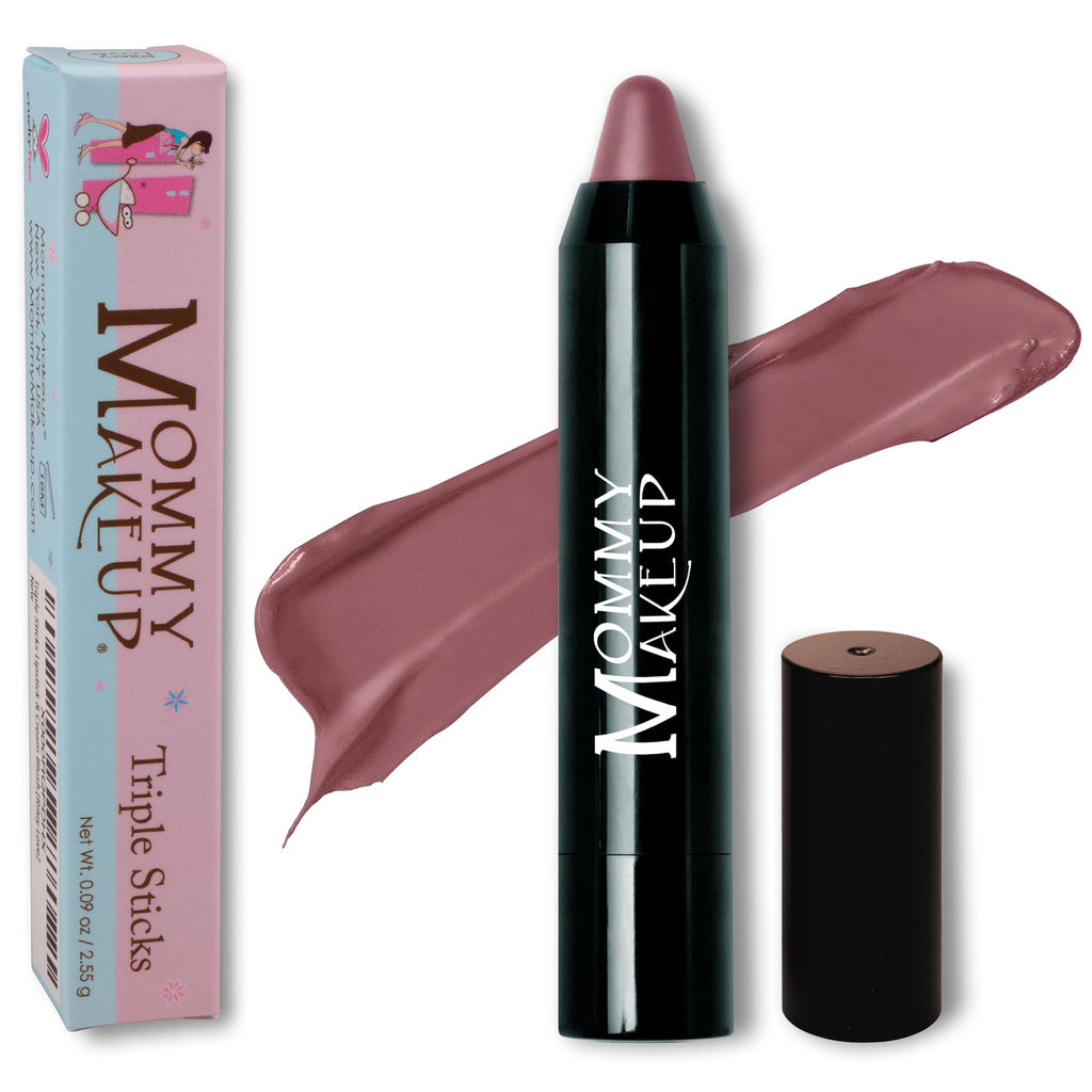 Mommy Makeup Triple Sticks - Toasted Berry Lipstick, Cream Blush & Treatment