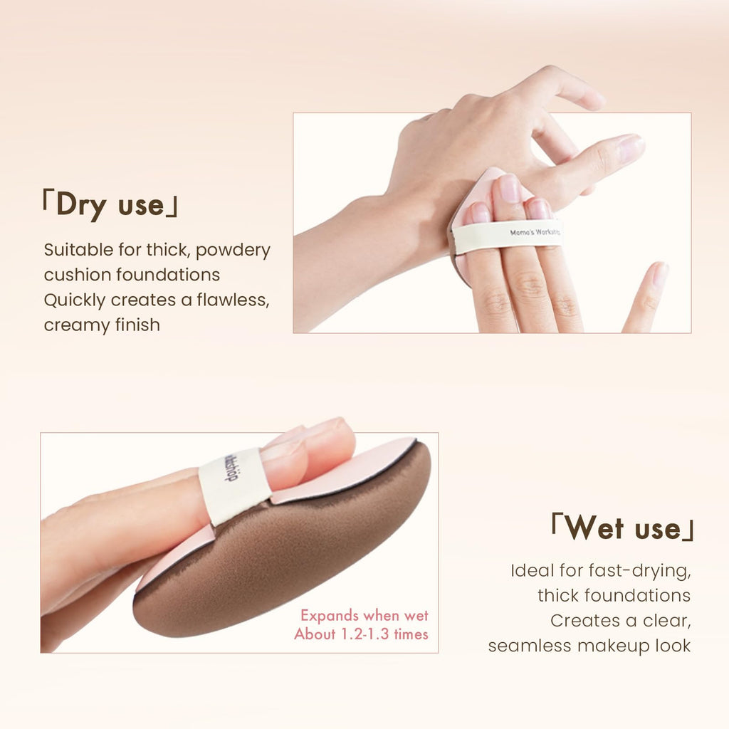 Momo's Workshop Rose Series Makeup Sponge Set | Hydrophilic Sponges for Dry/Wet Use + Storage Case