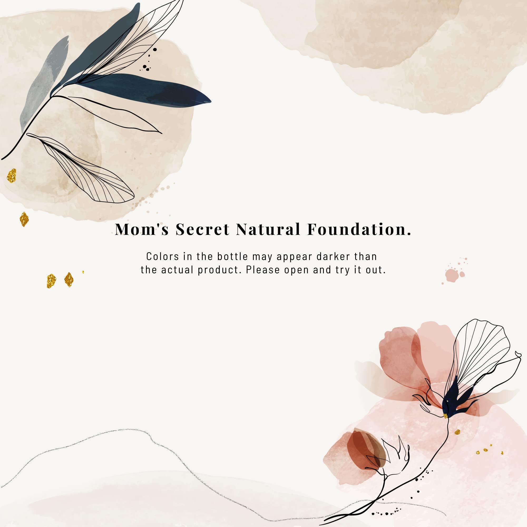 Mom's Secret 100% Natural Liquid Foundation – Aloe-Based, Vegan, Gluten Free, USA Made (Honey)