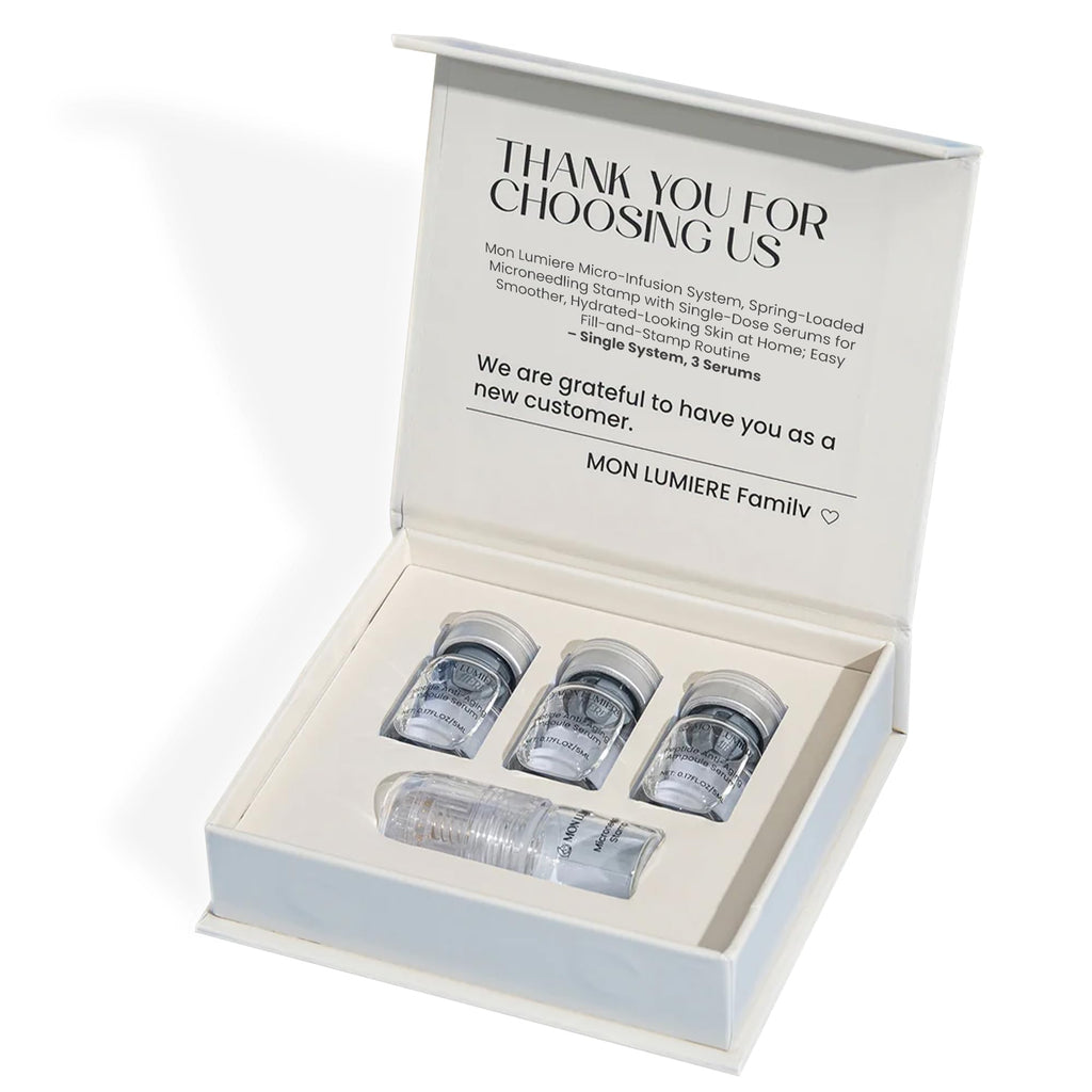 Mon Lumière Micro-Infusion System – 0.25mm Gold Derma Stamp with PDRN & Peptides – At-Home Facial Starter Kit