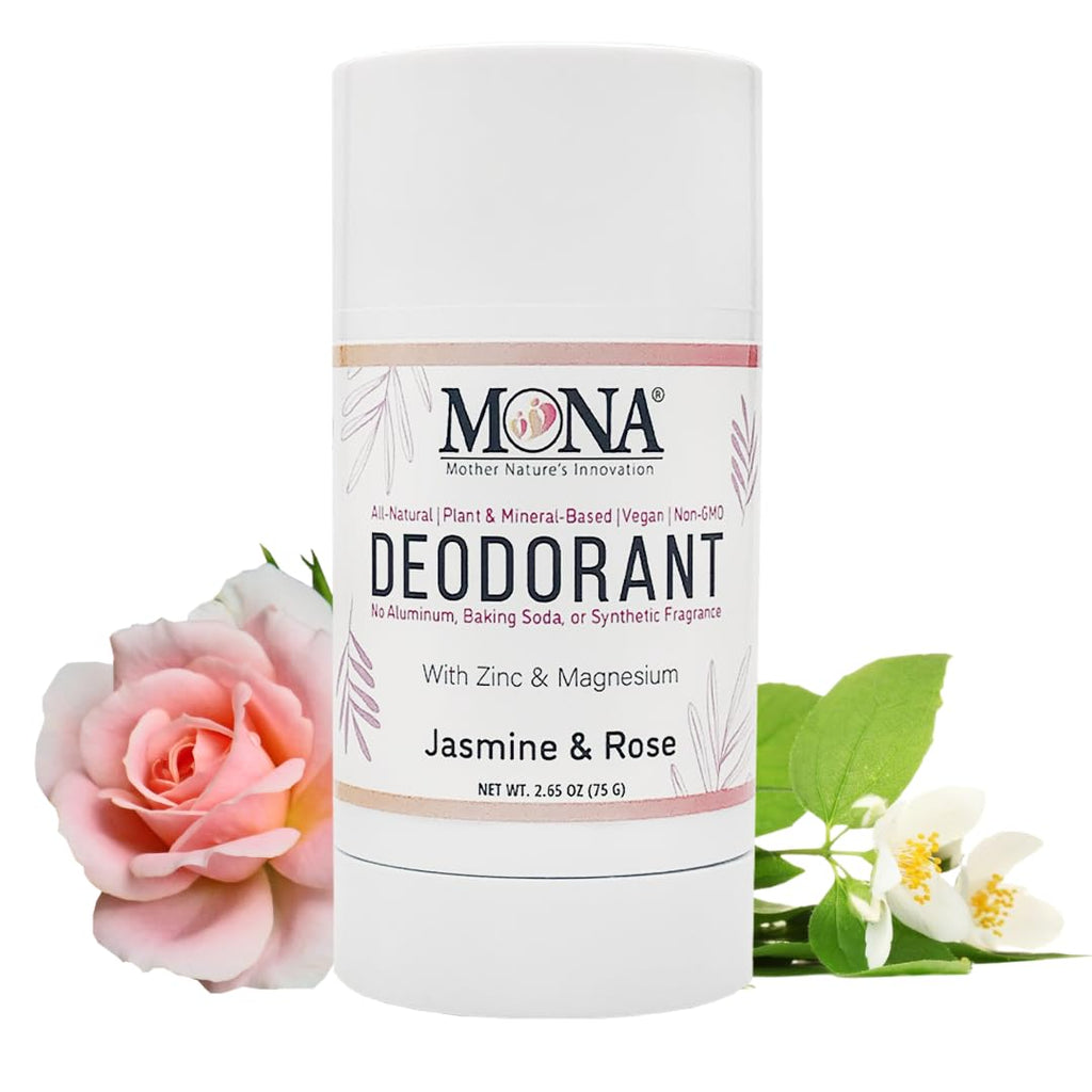 MONA All Natural Magnesium Deodorant – Jasmine Rose | Aluminum-Free for Sensitive Skin (2.65oz)