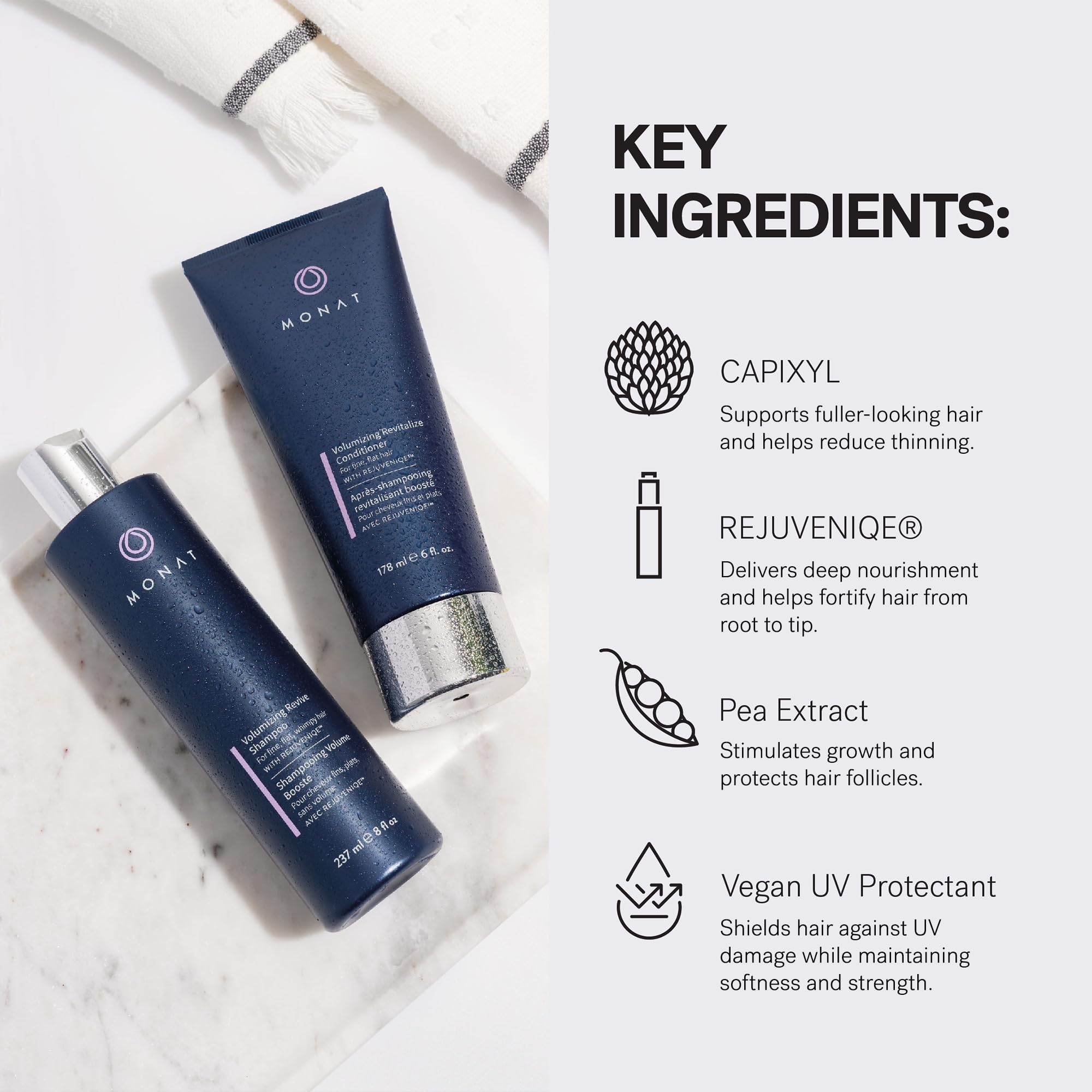 MONAT Volumizing Shampoo & Conditioner Set with REJUVENIQE – Lightweight Care for Fine, Flat Hair