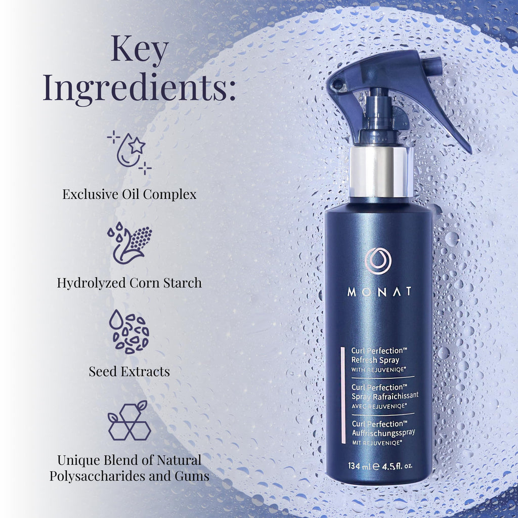 MONAT Curl Perfection Refresh Spray — Second-Day Curl Reactivator, Hydration, Frizz Control, Shine (134 ml/4.5 oz)