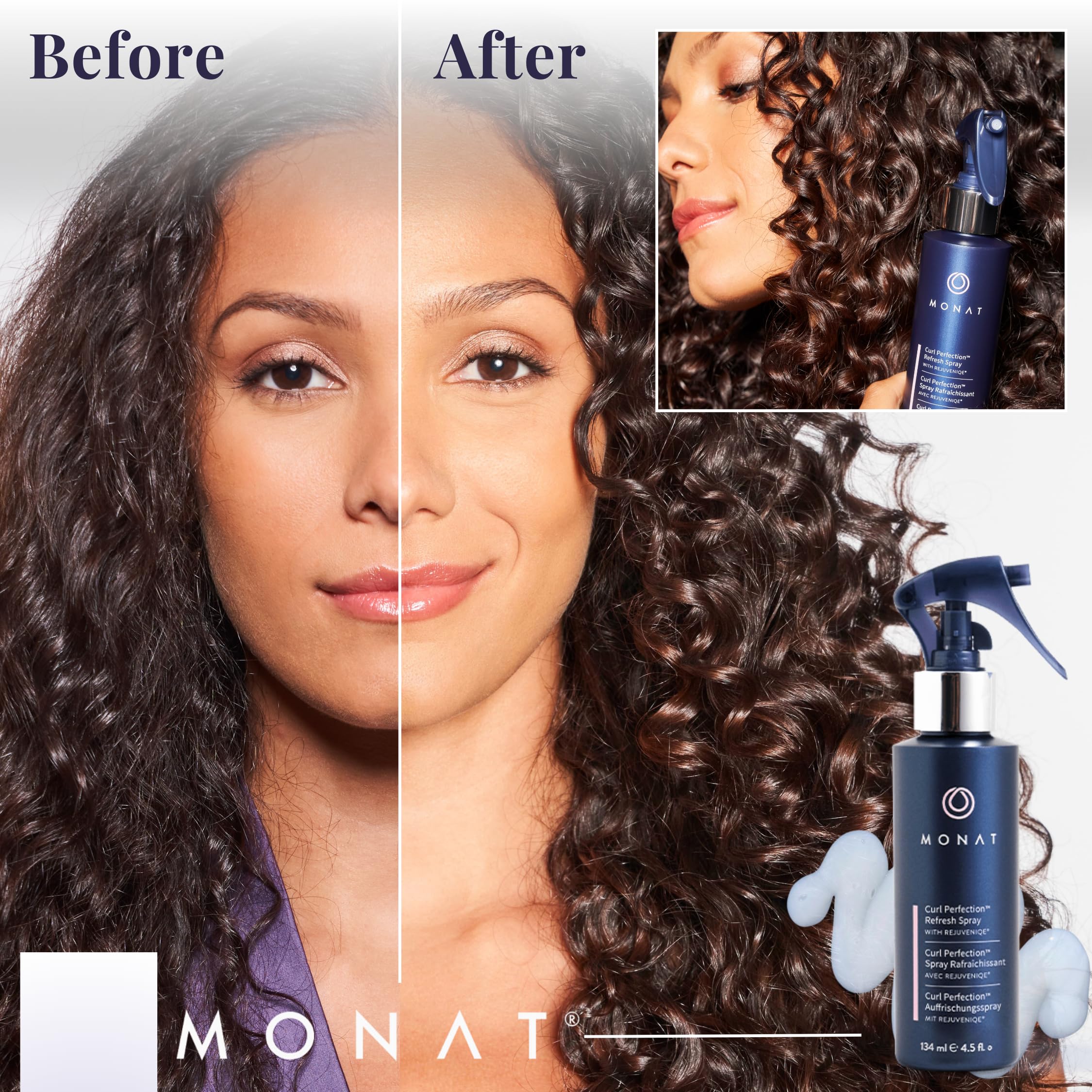 MONAT Curl Perfection Refresh Spray — Second-Day Curl Reactivator, Hydration, Frizz Control, Shine (134 ml/4.5 oz)