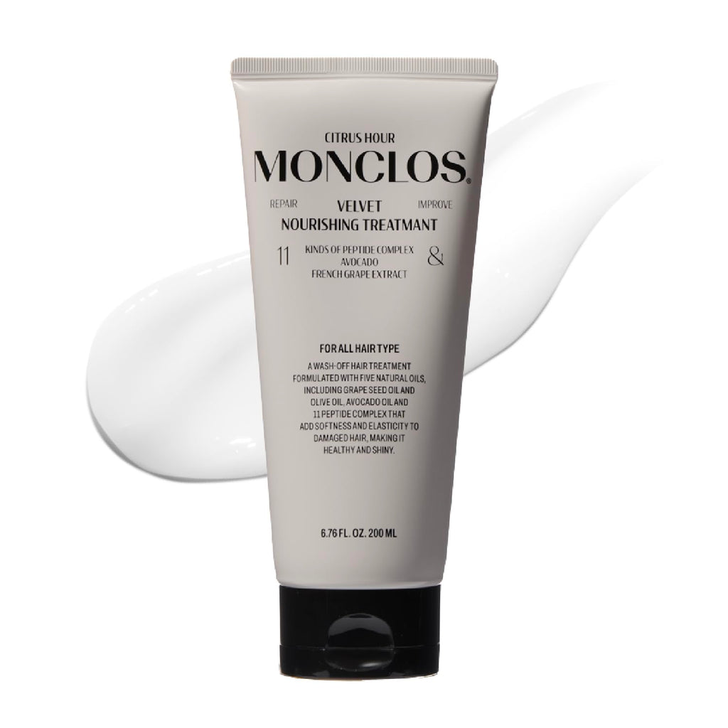 MONCLOS Velvet Hair Treatment – Deep Conditioner & Repair Mask with Argan Oil, Peptides & K-Beauty (6.76 fl oz)