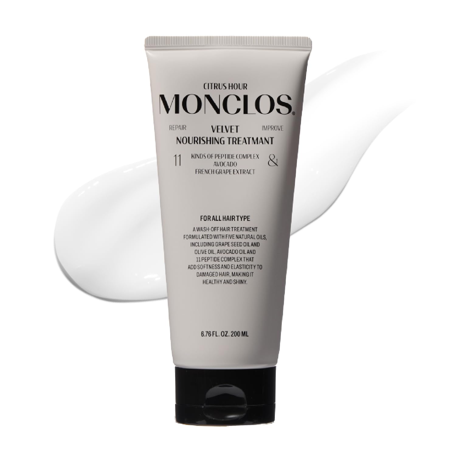 MONCLOS Velvet Hair Treatment – Deep Conditioner & Repair Mask with Argan Oil, Peptides & K-Beauty (6.76 fl oz)
