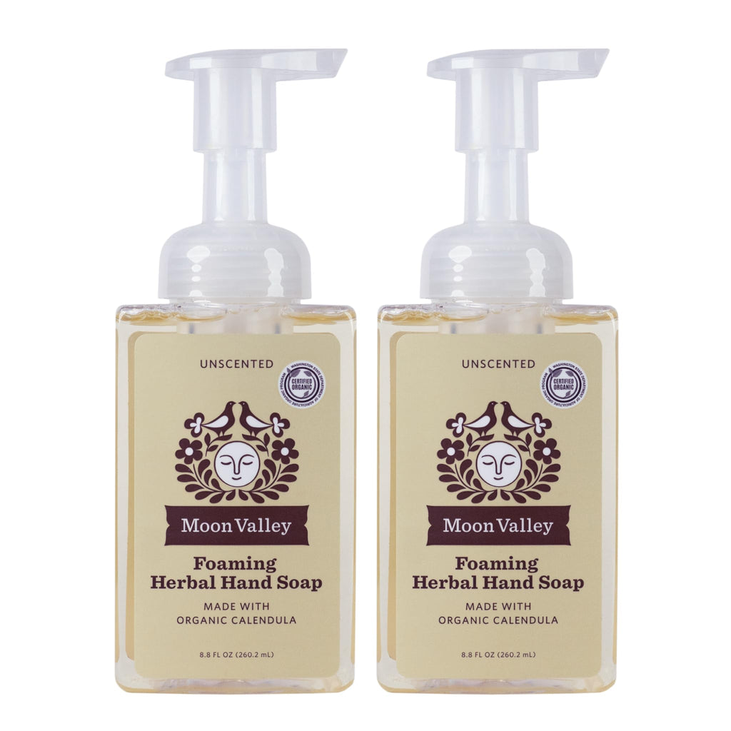 Moon Valley Organics Herbal Foaming Hand Soap – Unscented 2-Pack, Vegan & Recyclable Bottle