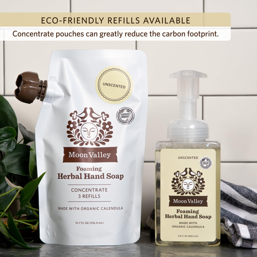 Moon Valley Organics Herbal Foaming Hand Soap – Unscented 2-Pack, Vegan & Recyclable Bottle