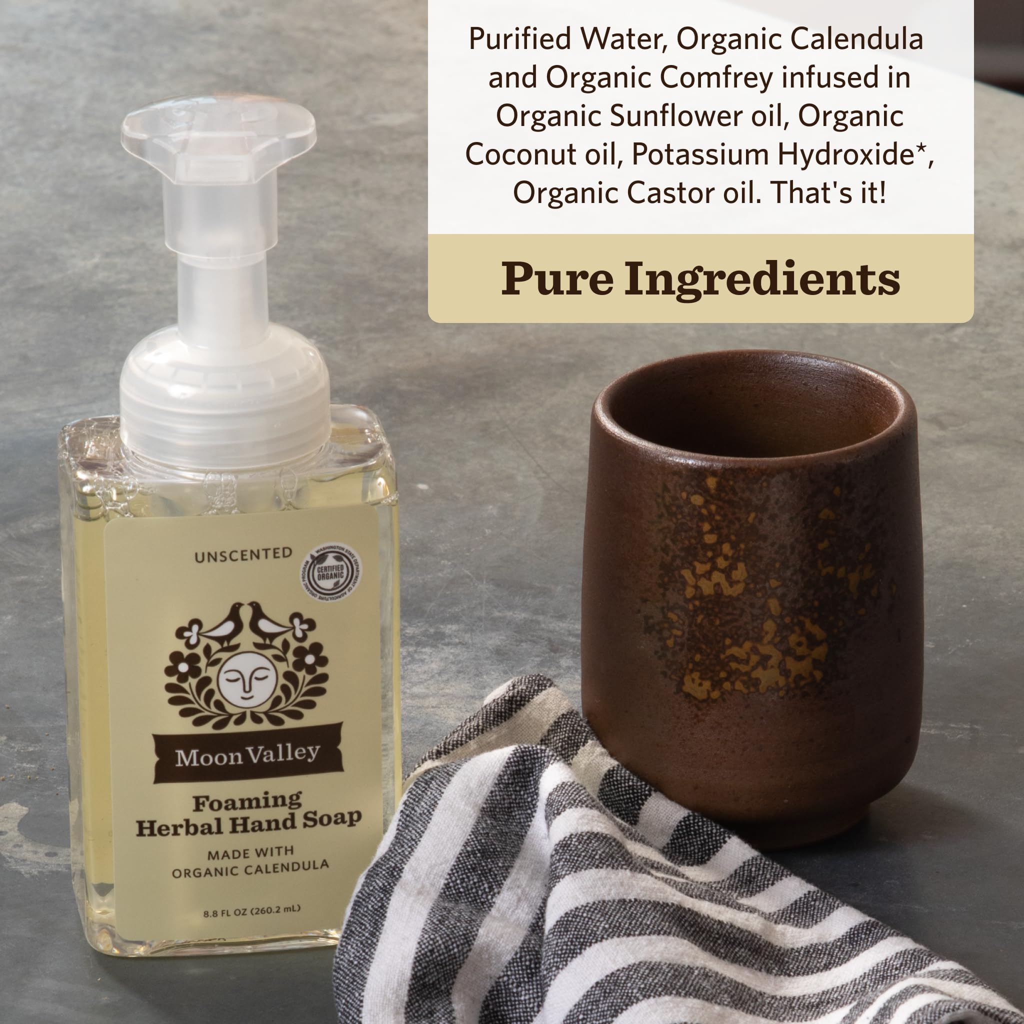 Moon Valley Organics Herbal Foaming Hand Soap – Unscented 2-Pack, Vegan & Recyclable Bottle