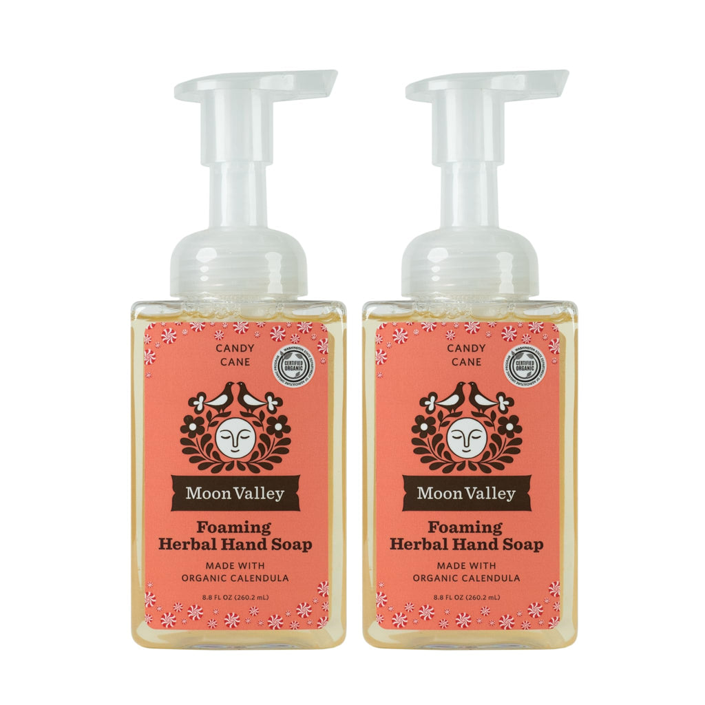 Moon Valley Organics Herbal Foaming Hand Soap – Candy Cane, Vegan & Recyclable Bottle (Two-Pack)