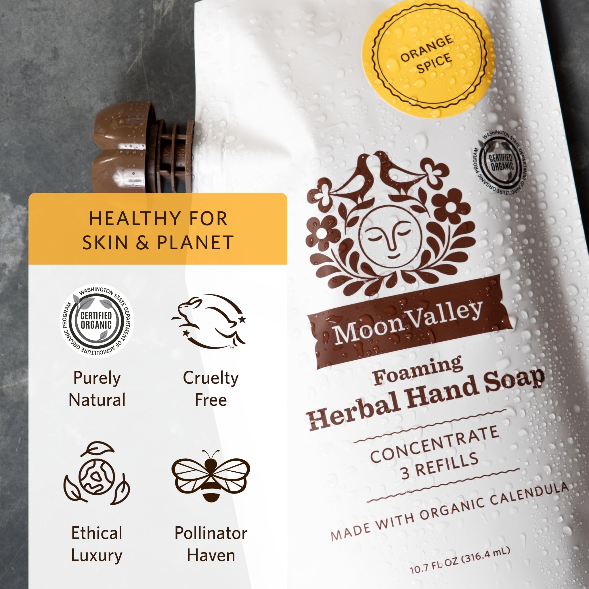 Moon Valley Foaming Hand Soap Refill Pouch – Orange Spice 2-Pack | Vegan & Non-GMO