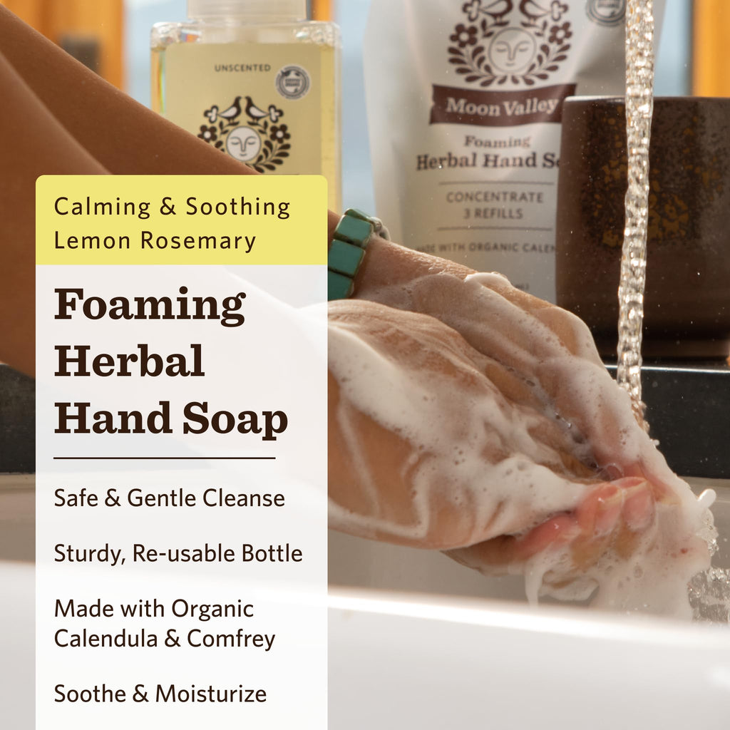 Moon Valley Organics Lemon Rosemary Foaming Hand Soap – Two Pack, Vegan & Recyclable Bottles