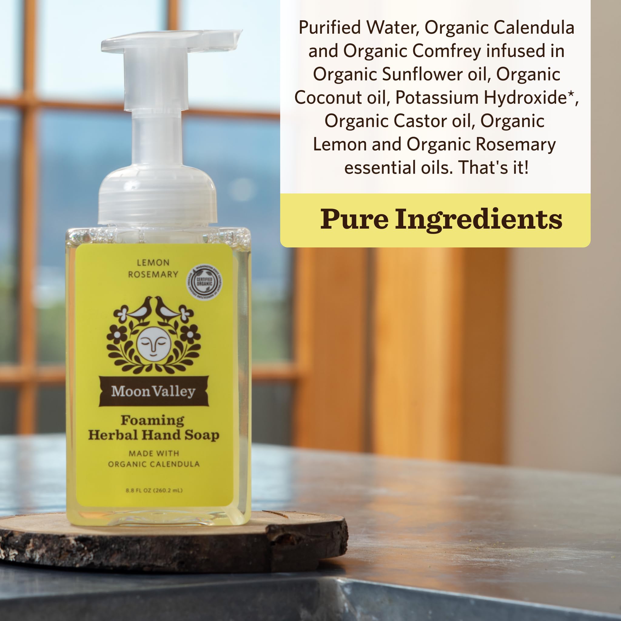 Moon Valley Organics Lemon Rosemary Foaming Hand Soap – Two Pack, Vegan & Recyclable Bottles