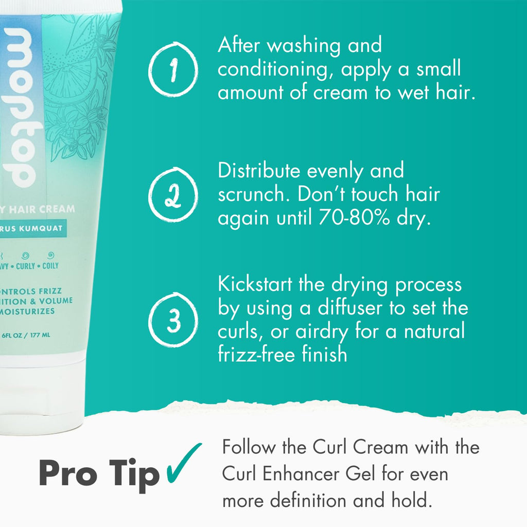 MopTop Curl Cream - Frizz Control, Curl Definition & Volume for Wavy, Curly & Coily Hair (6oz)