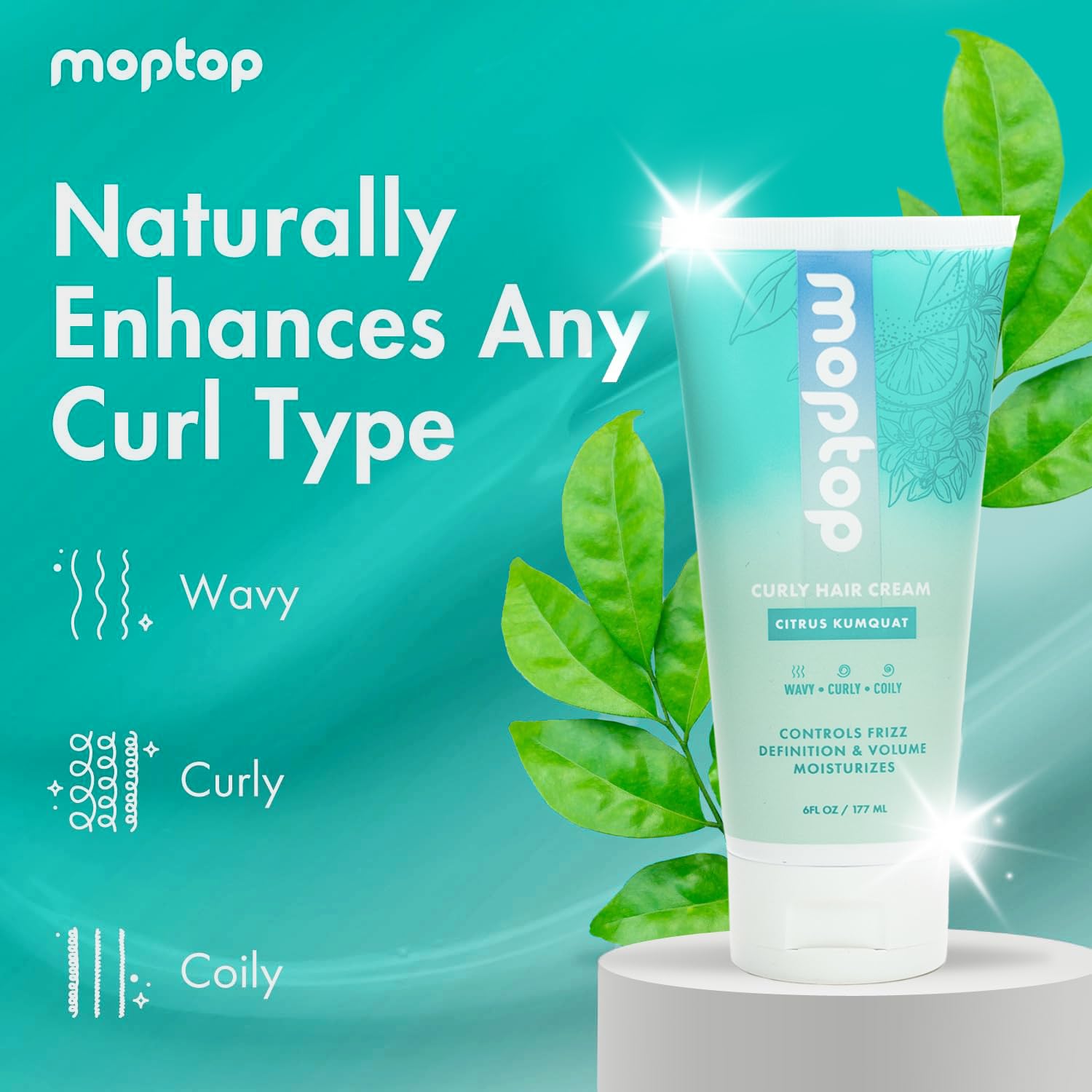 MopTop Curl Cream - Moisturizing Curl Activator for Frizz & Volume (2.5 oz)