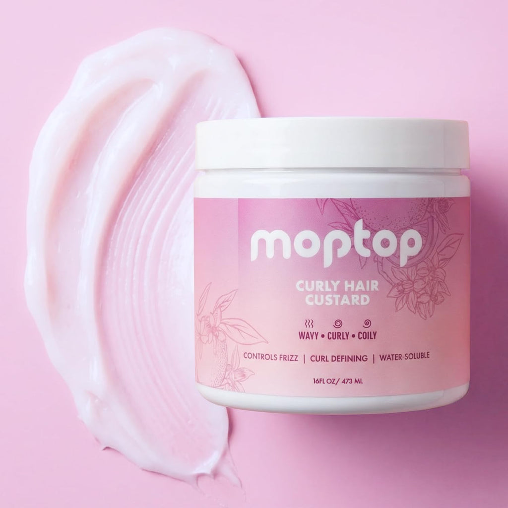 MopTop Curly Hair Gel Custard – Lightweight Moisturizing Curl Definer (Citrus Kumquat, 16oz)