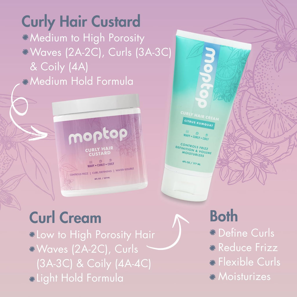 MopTop Curly Hair Gel Custard – Lightweight Moisturizing Curl Definer (Citrus Kumquat, 16oz)