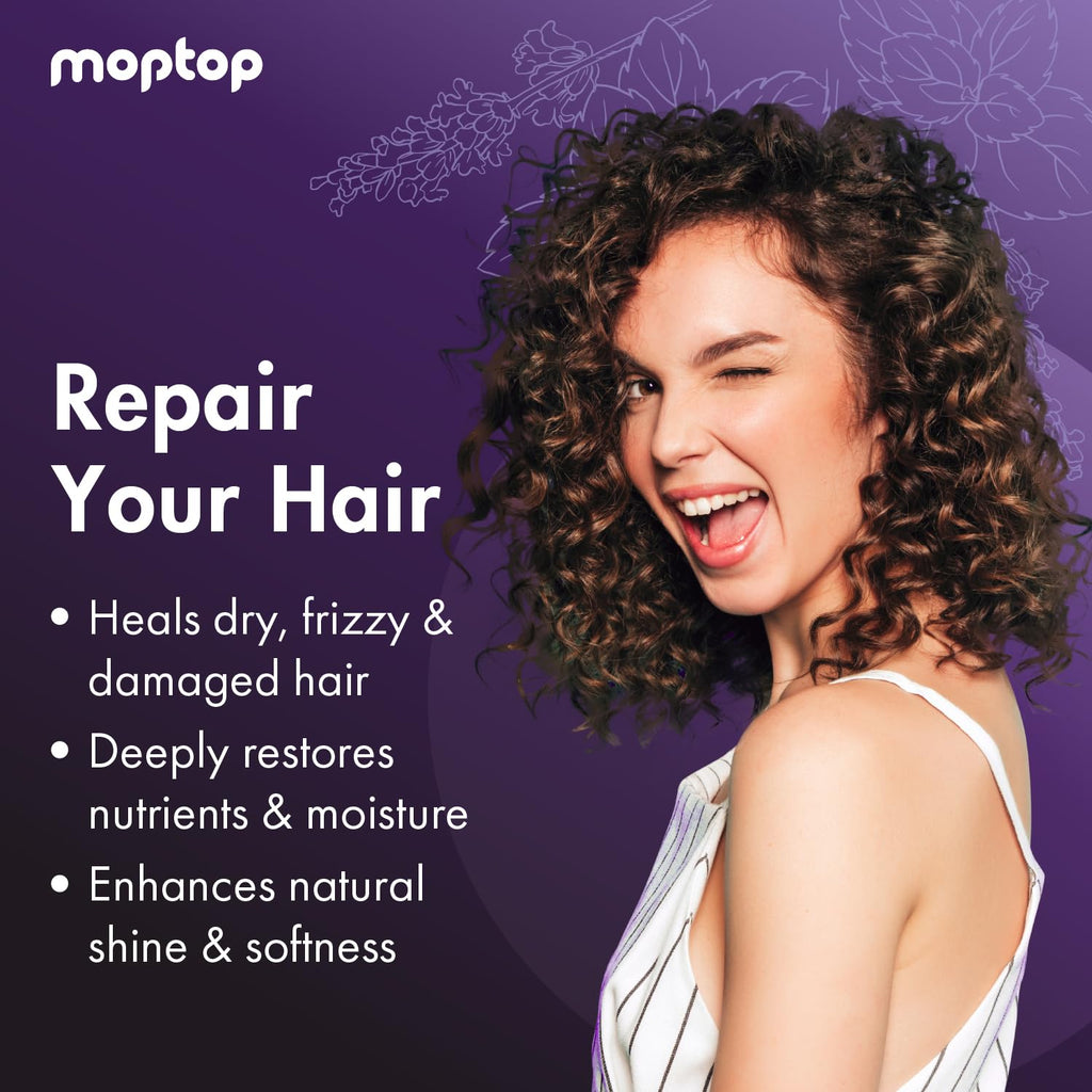 MopTop Salon Deep Conditioner – Intense Hydration for Dry, Damaged Hair & Frizzy Curls | Lavender Mint, 12oz | Sulfate-Free & Paraben-Free