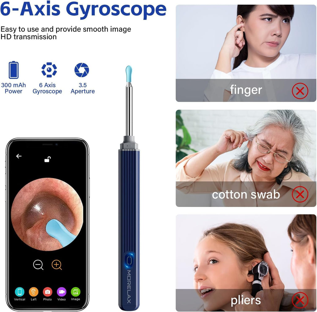 Morelax Ear Wax Removal Kit with 1080P Camera – 8-Piece Ear Set & 6 Scoops