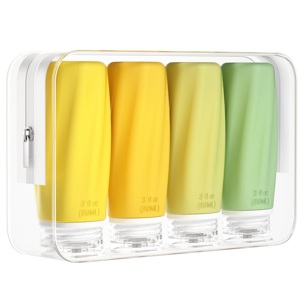 Morfone Travel Bottles for Toiletries - 3oz TSA-Approved, Leak-Proof, Refillable (Yellow)