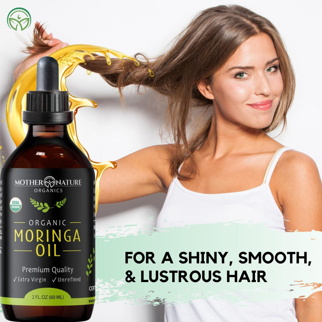 Mother Nature Organics Moringa Oil — USDA Organic, 100% Pure Cold-Pressed (2oz), Non-GMO & Vegan