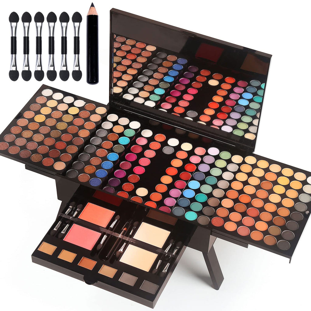 MORNECA Women Makeup Sets - 190 Colors Palette with Mirror | Complete Travel Makeup Kit