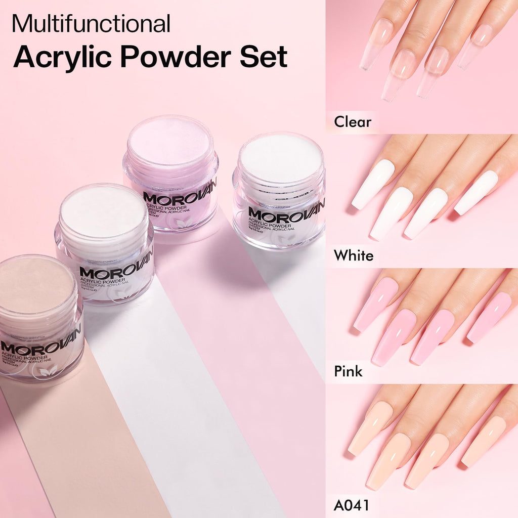 Morovan Acrylic Nail Kit for Beginners – All-in-One DIY Nail Starter Set with UV Lamp, Polish & Tools