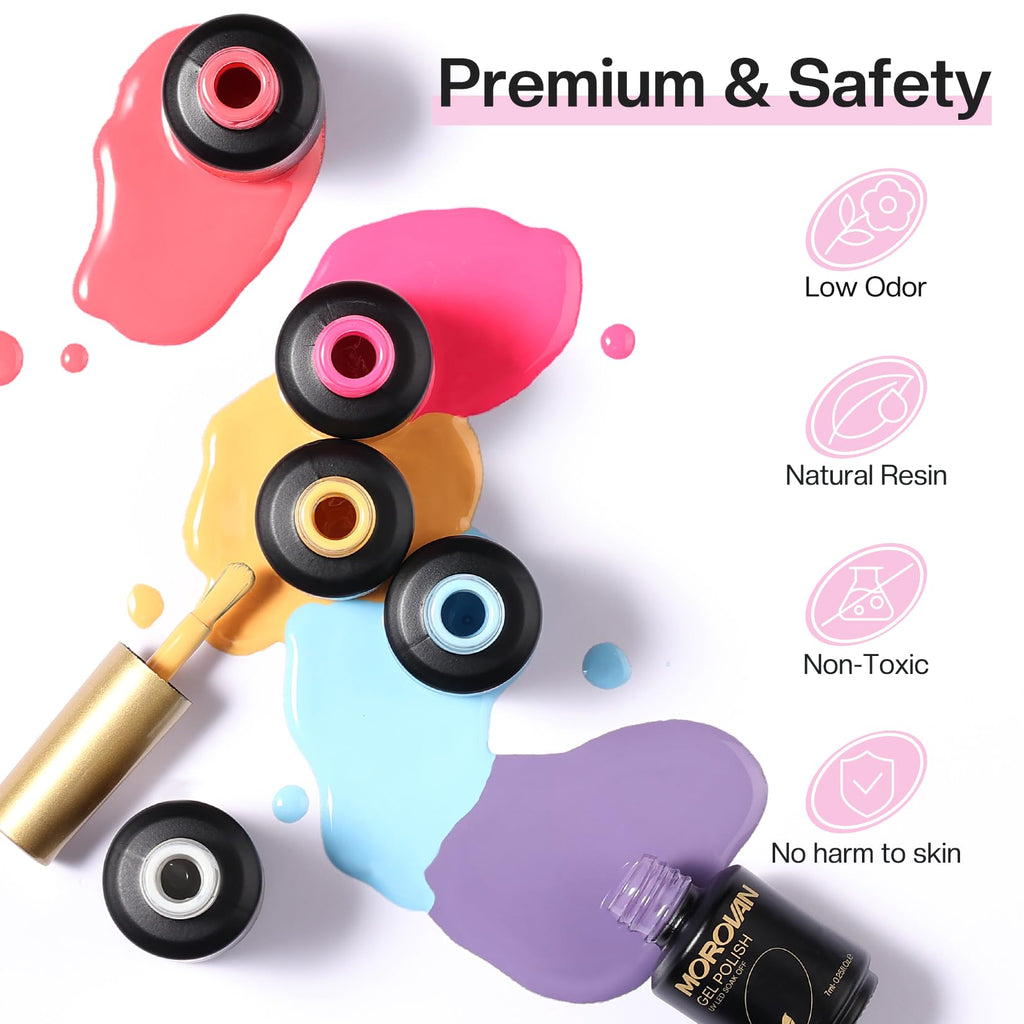 Morovan Gel Nail Polish Kit: 28 Colors, UV/LED Lamp, Base & Top Coat, DIY Manicure Set