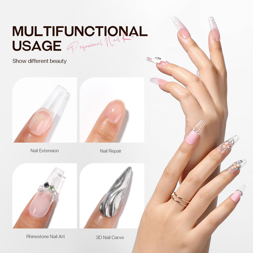 Morovan Builder Gel for Nails | Long-Lasting Clear Hard Gel for Extensions & Nail Art