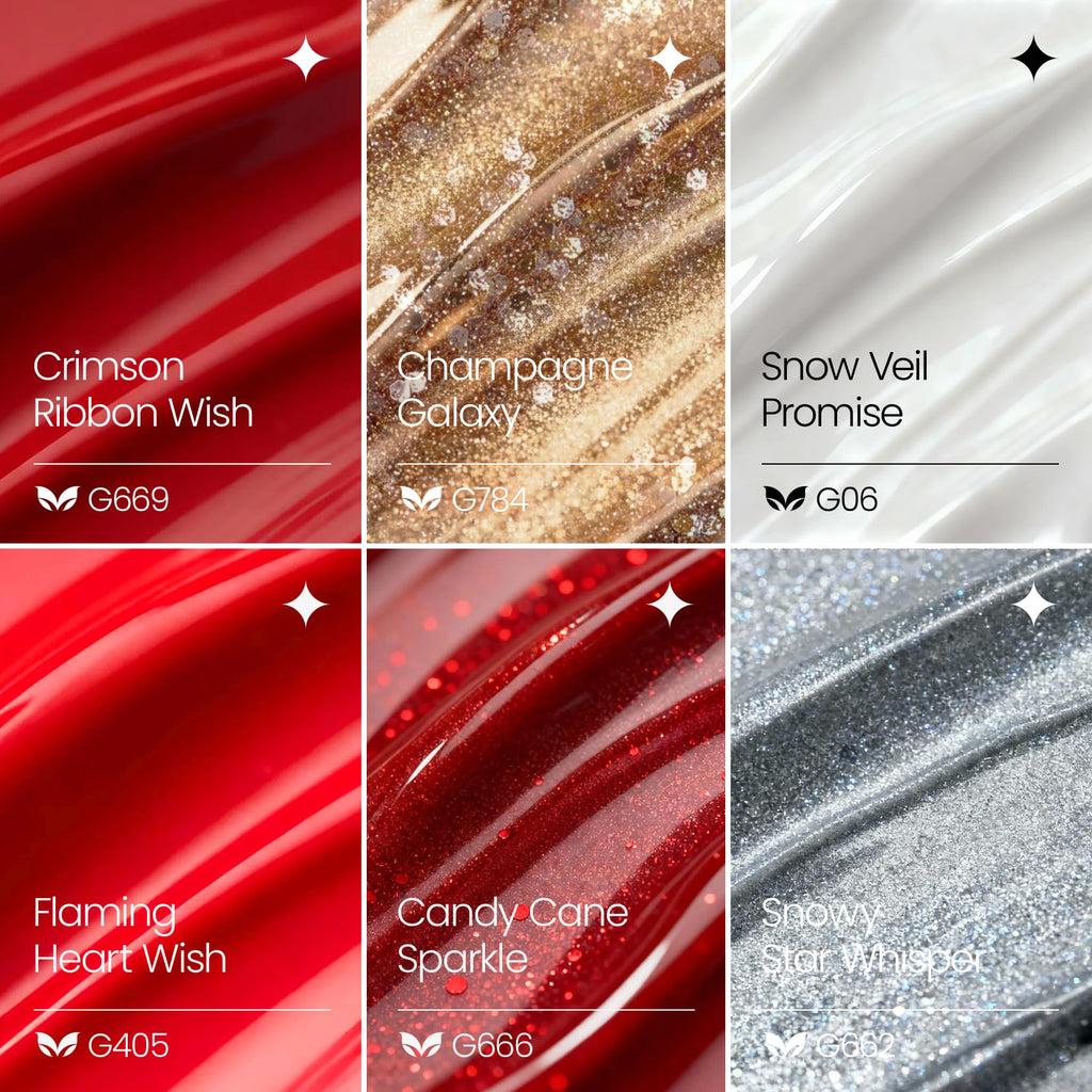 Morovan Christmas Gel Nail Polish Set – 6 Colors Red & White, Soak Off Gel Kit for DIY Nail Art