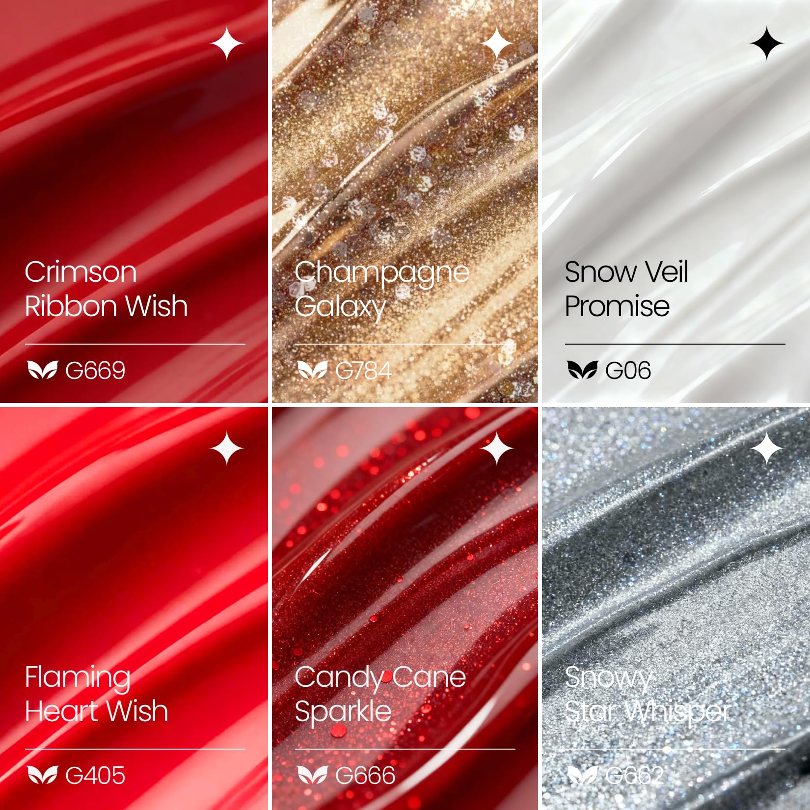 Morovan Christmas Gel Nail Polish Set – 6 Colors Red & White, Soak Off Gel Kit for DIY Nail Art