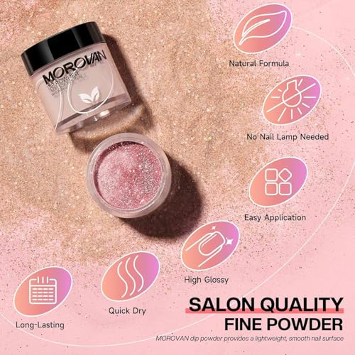 Morovan Dip Powder Nail Kit — 27-Piece Starter Set, 20 Colors + Liquid System for At-Home Nail Art