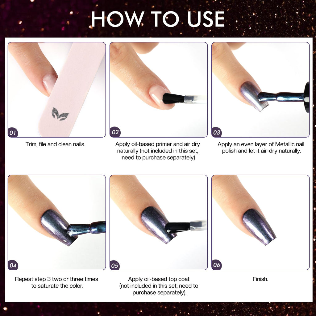 Morovan 6-Color Holographic Chrome Ombre Nail Polish Set – Air-Dry, Non-Toxic 0.27oz