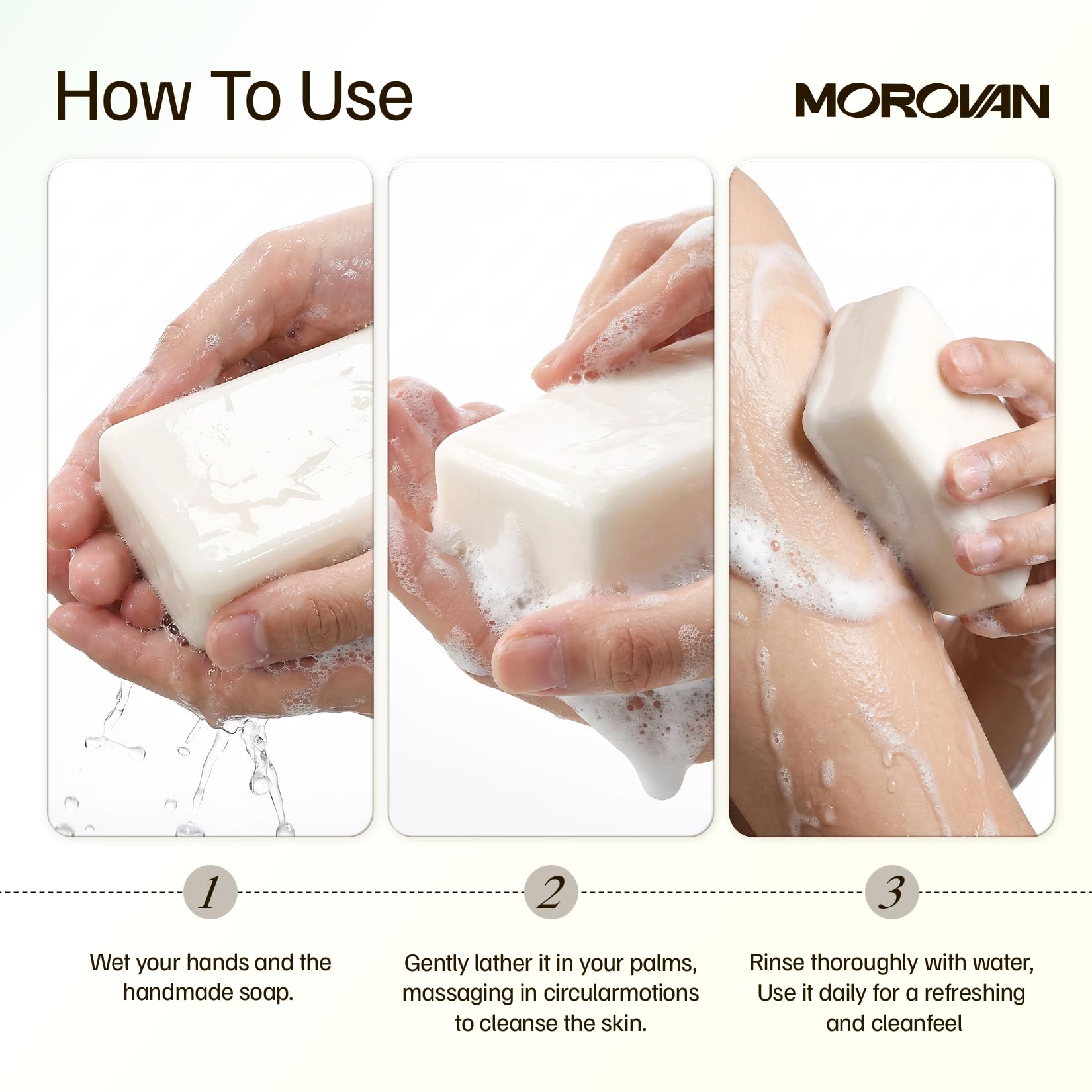 Morovan Goat Milk Soap – Gentle Moisturizing 3-Bar Pack for Dry & Sensitive Skin