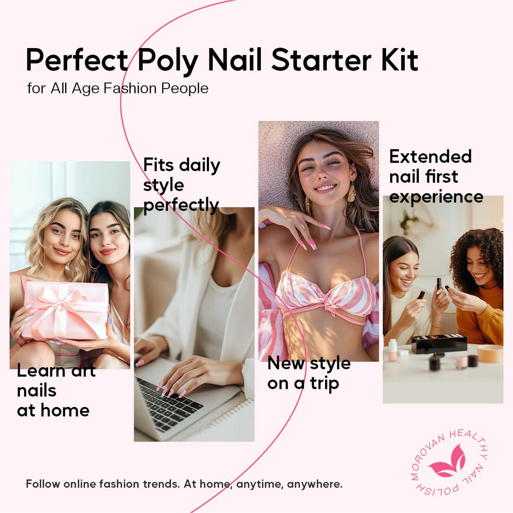 Morovan Poly Gel Nail Kit for Beginners – 15 Colors, Slip Solution & UV Light