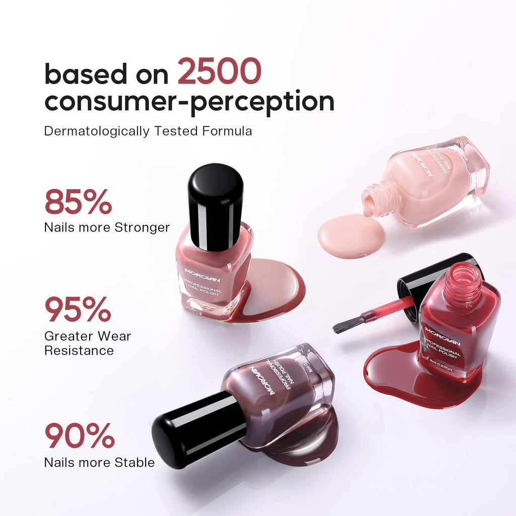 Morovan Jelly Nail Polish Set — Sheer Glass Pink Nude, Quick Air-Dry (6 Colors)