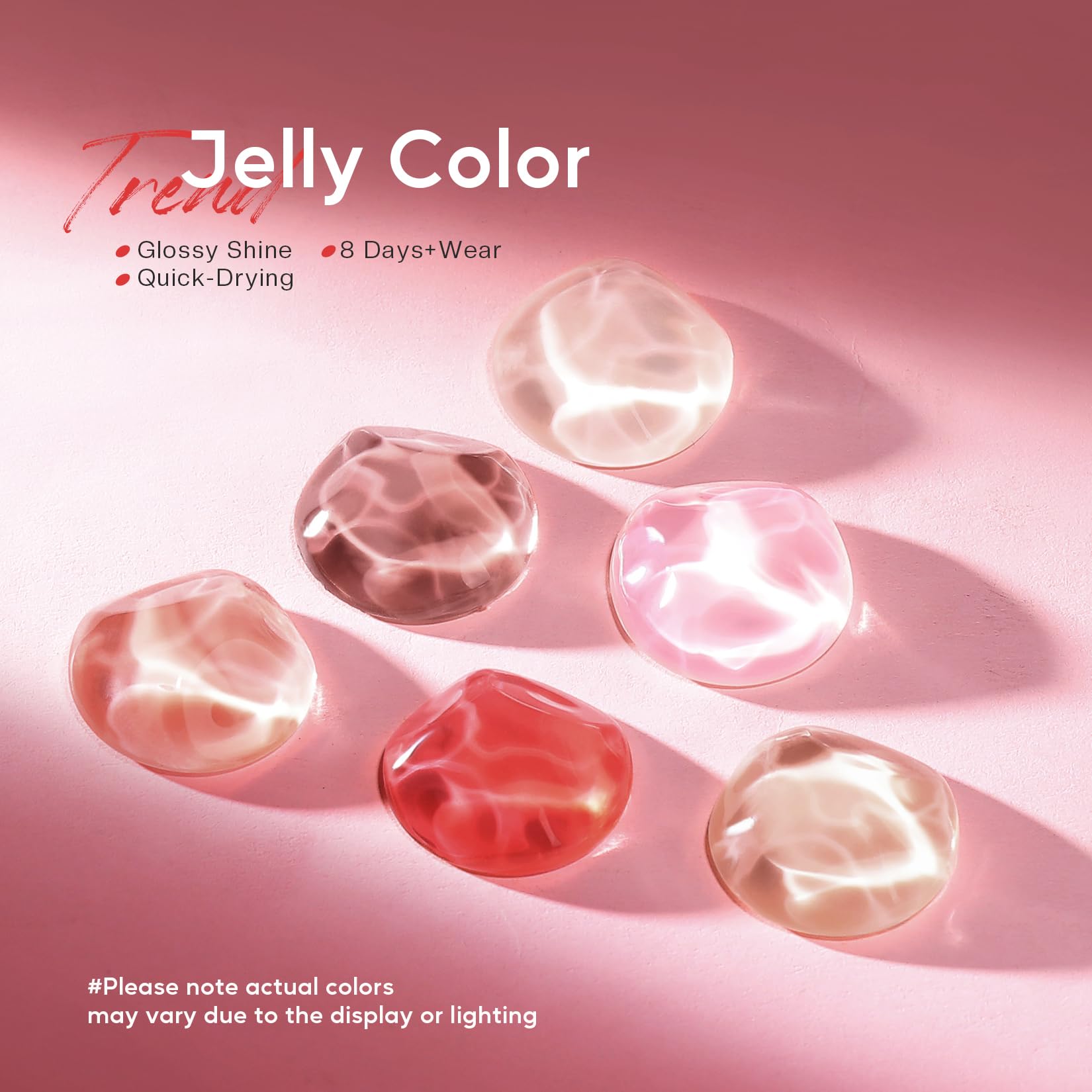 Morovan Jelly Nail Polish Set — Sheer Glass Pink Nude, Quick Air-Dry (6 Colors)