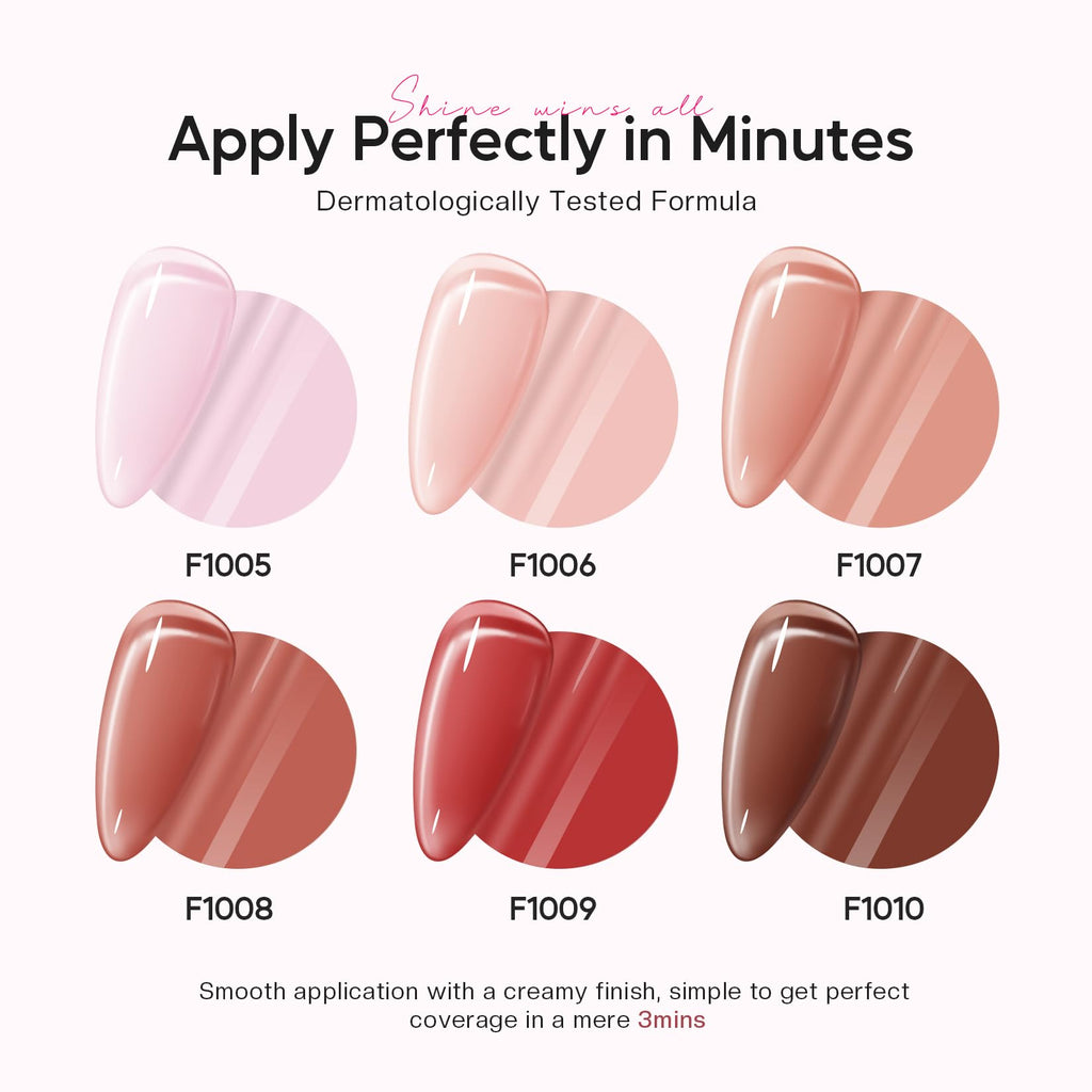 Morovan Jelly Nail Polish Set — Sheer Glass Pink Nude, Quick Air-Dry (6 Colors)