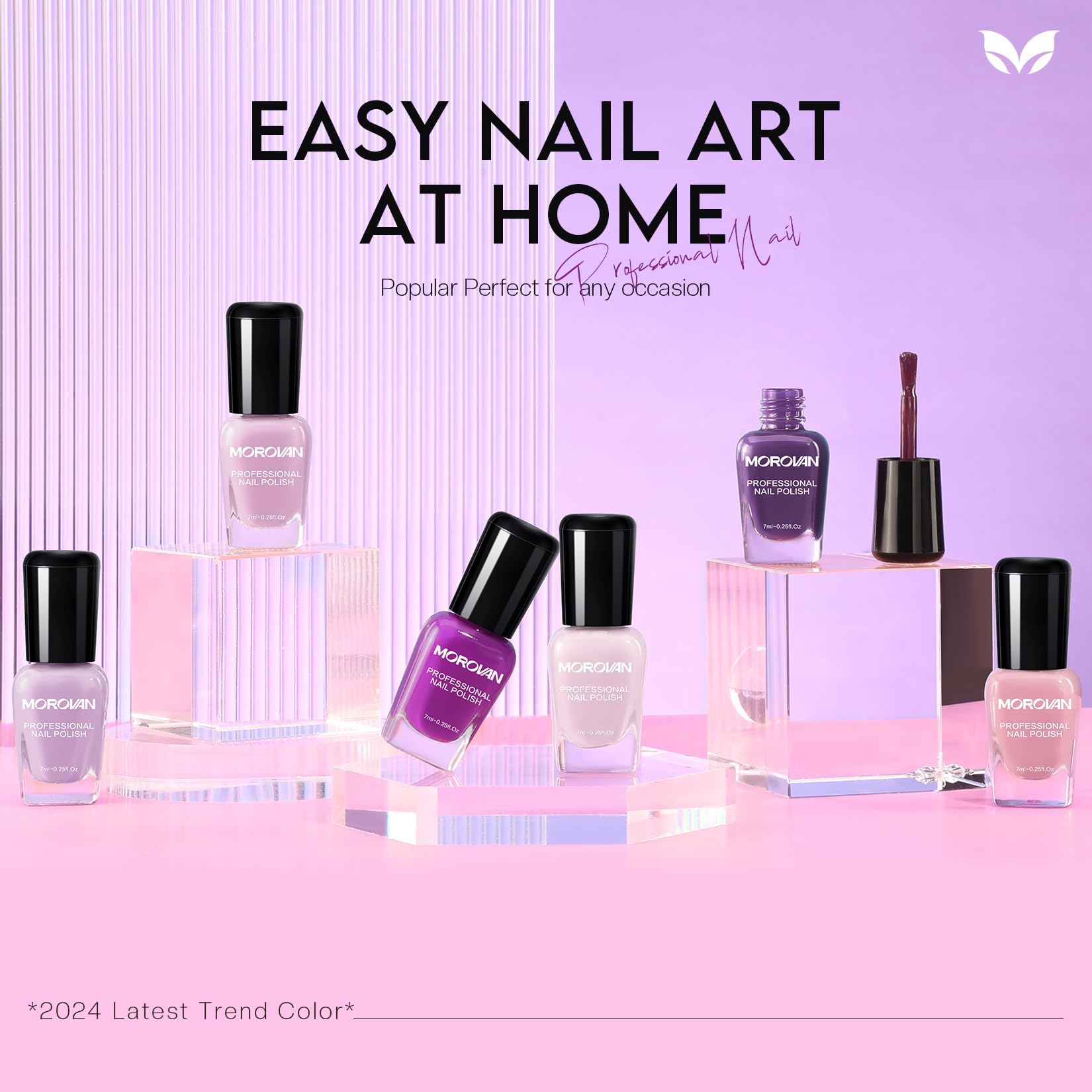 Morovan Nail Polish Set Lilac Light Purple | Quick Dry 0.25oz Glossy Finish