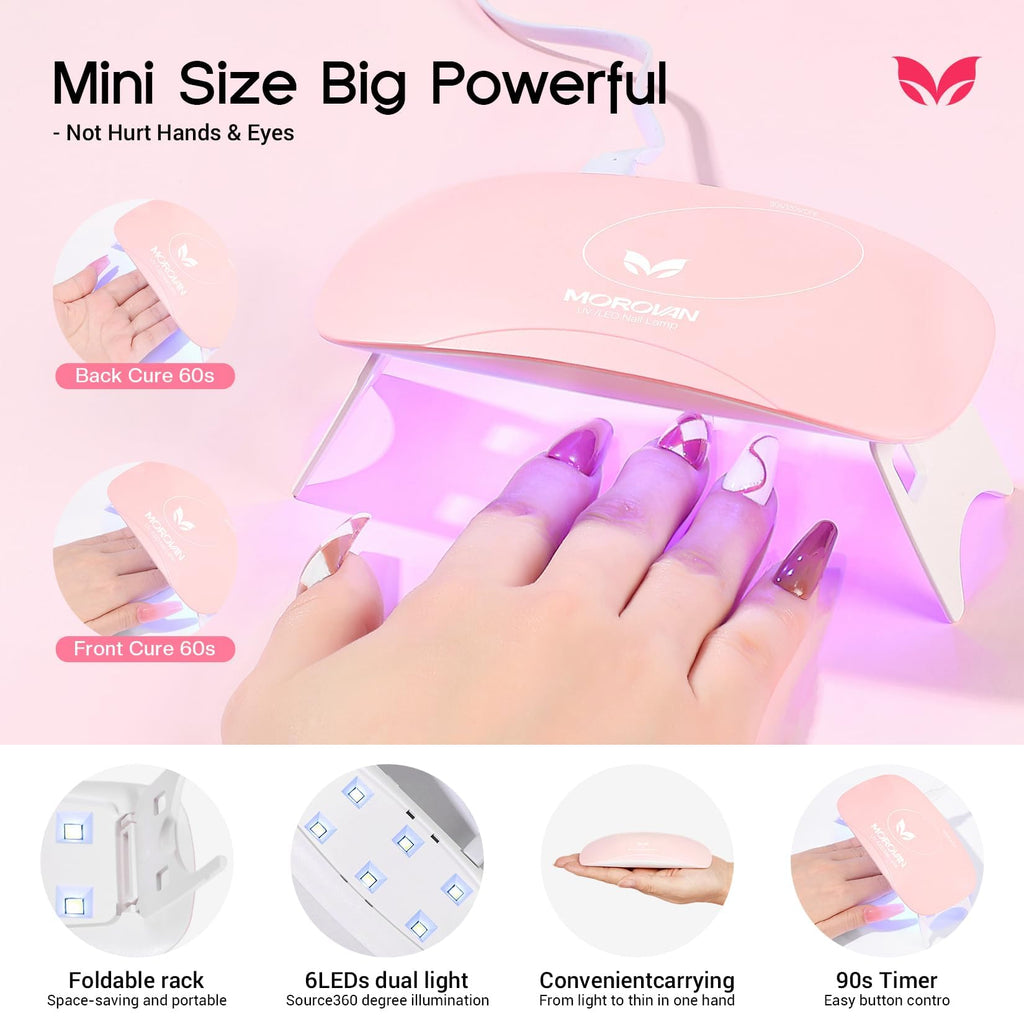Morovan Poly Gel Nail Kit – All-in-One Beginner Starter with UV Lamp & Slip Solution