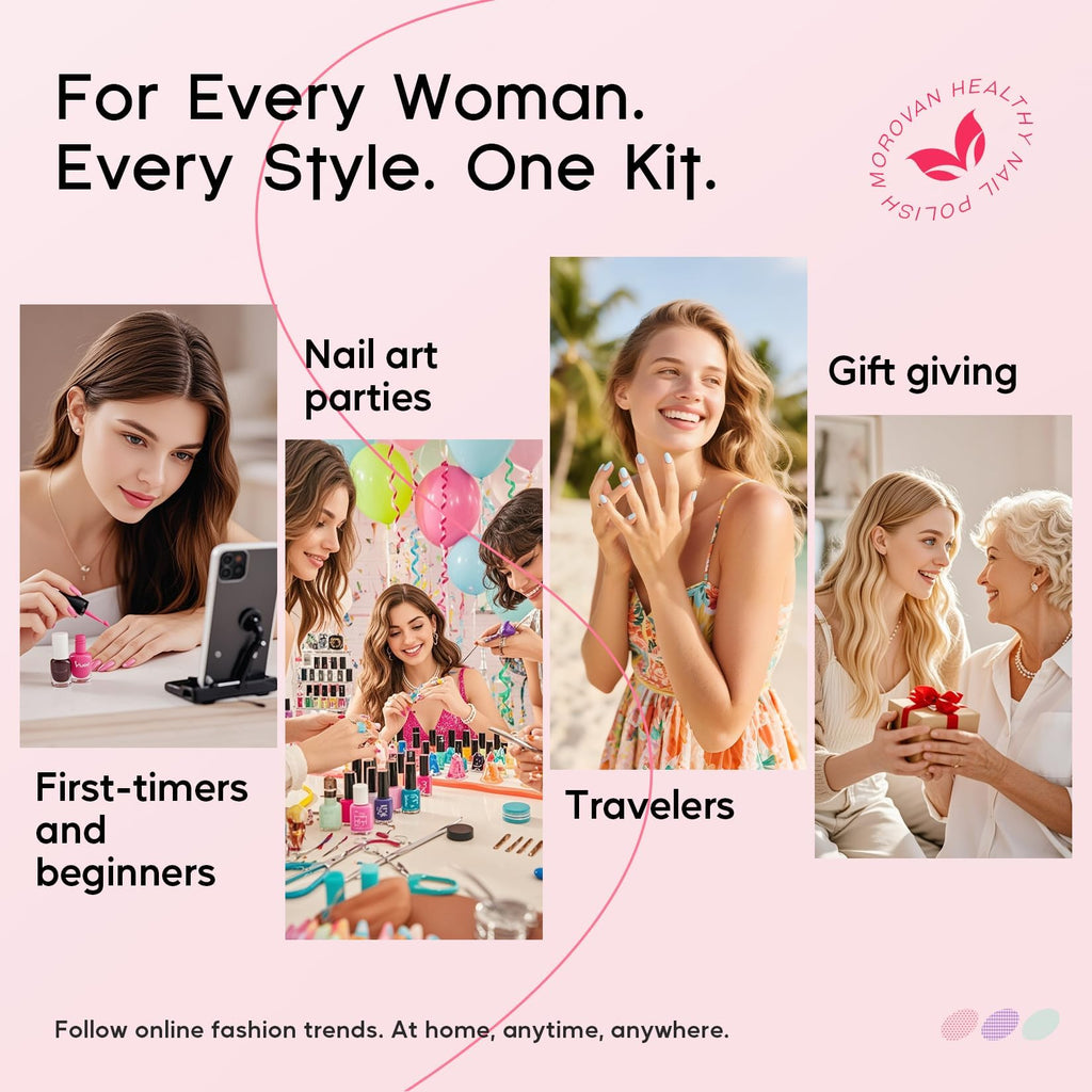 Morovan Poly Gel Nail Kit – All-in-One Beginner Starter with UV Lamp & Slip Solution