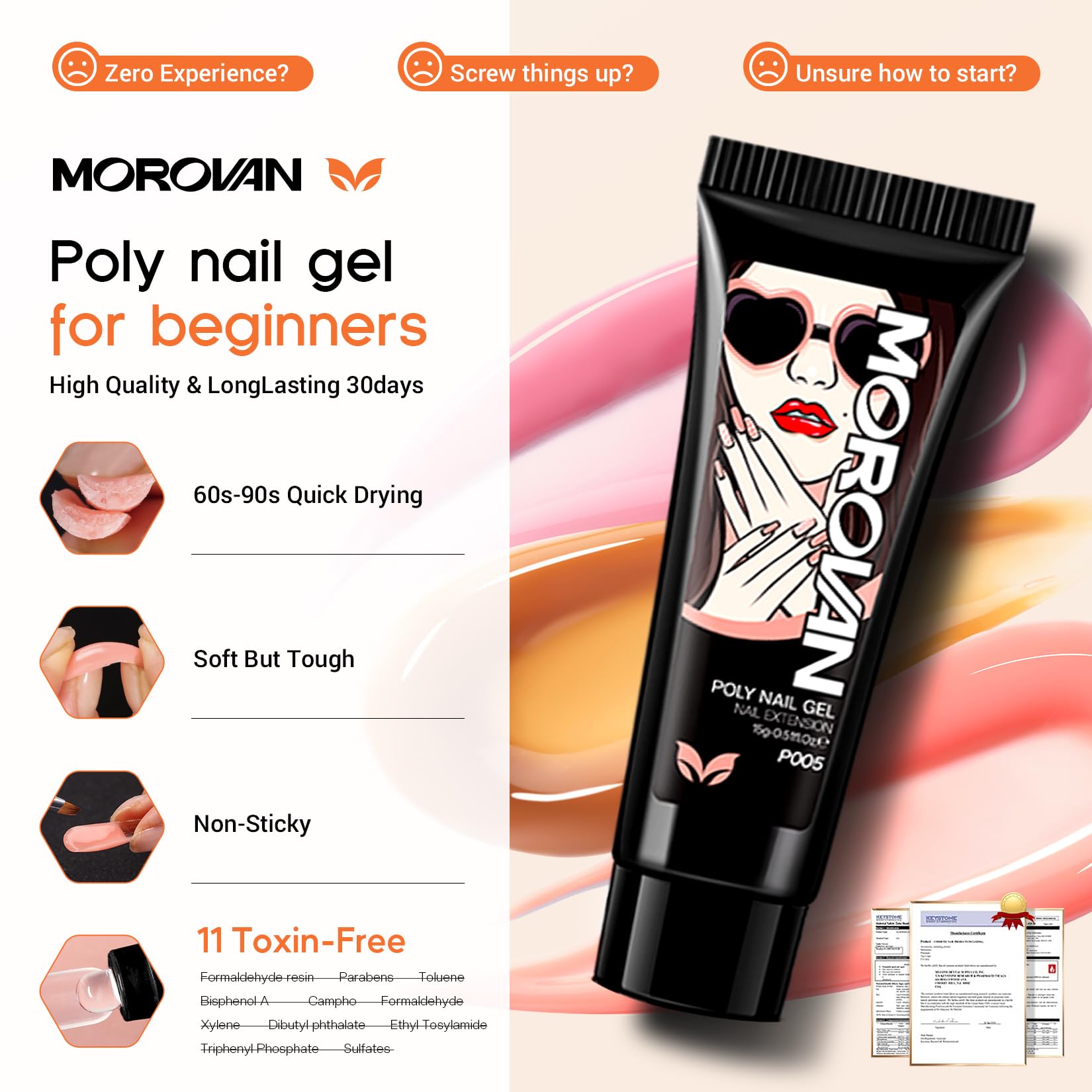Morovan Poly Gel Nail Kit – Complete DIY Manicure Set with Lamp & Tools
