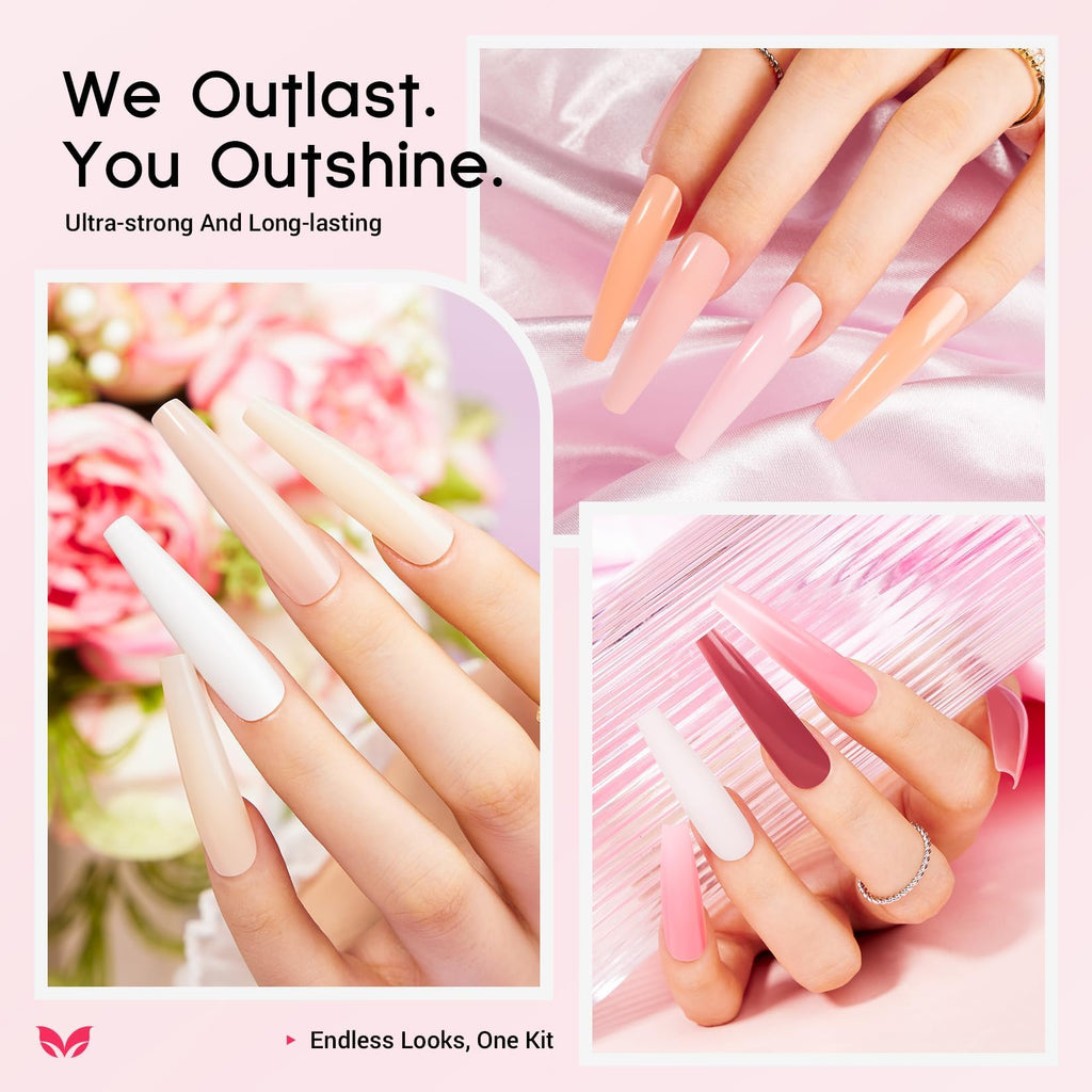 Morovan Poly Gel Nail Kit – All-in-One Beginner Starter with UV Lamp & Slip Solution
