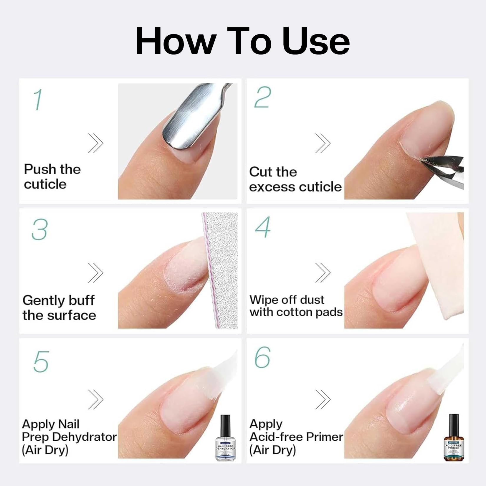 Morovan Nail Prep Dehydrator & Acid-Free Primer – 4-Piece Set for Strong Adhesion