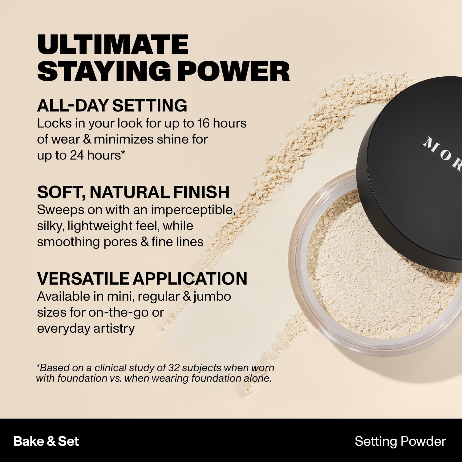 Morphe Jumbo Bake & Set Translucent Powder – Talc-Free Lightweight Finish for All-Day Shine Control (0.62 oz)