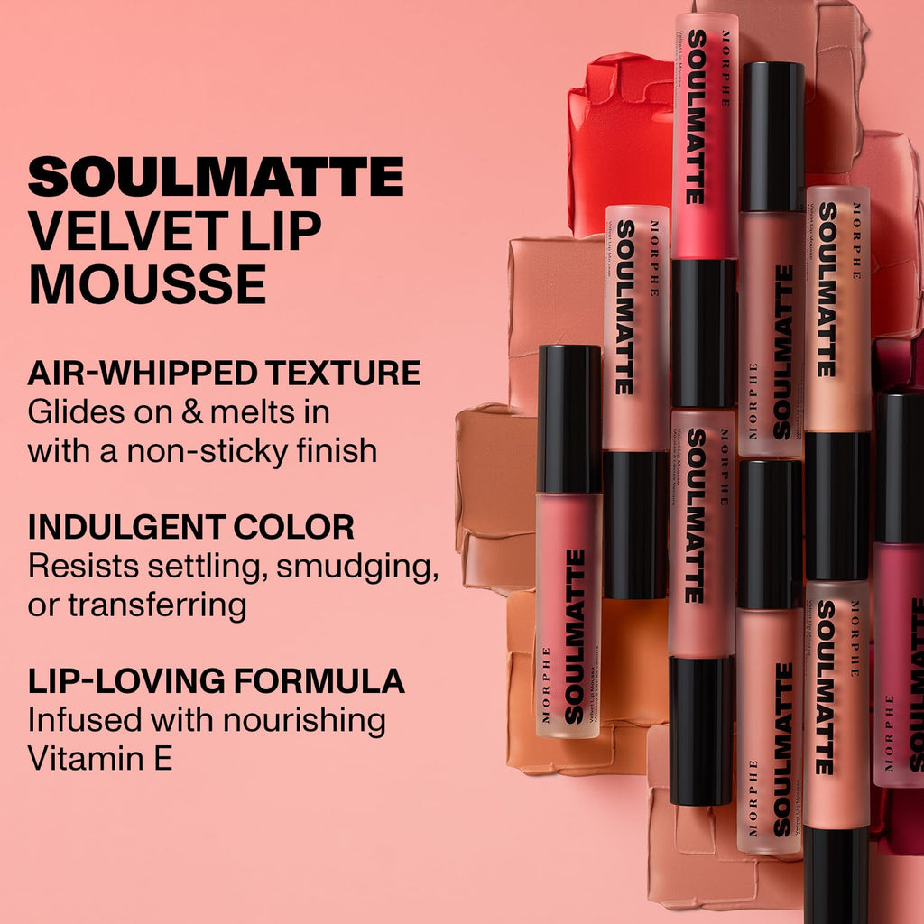 Morphe Soulmatte Velvet Lip Mousse – Air-Whipped Matte Lipstick with Vitamin E