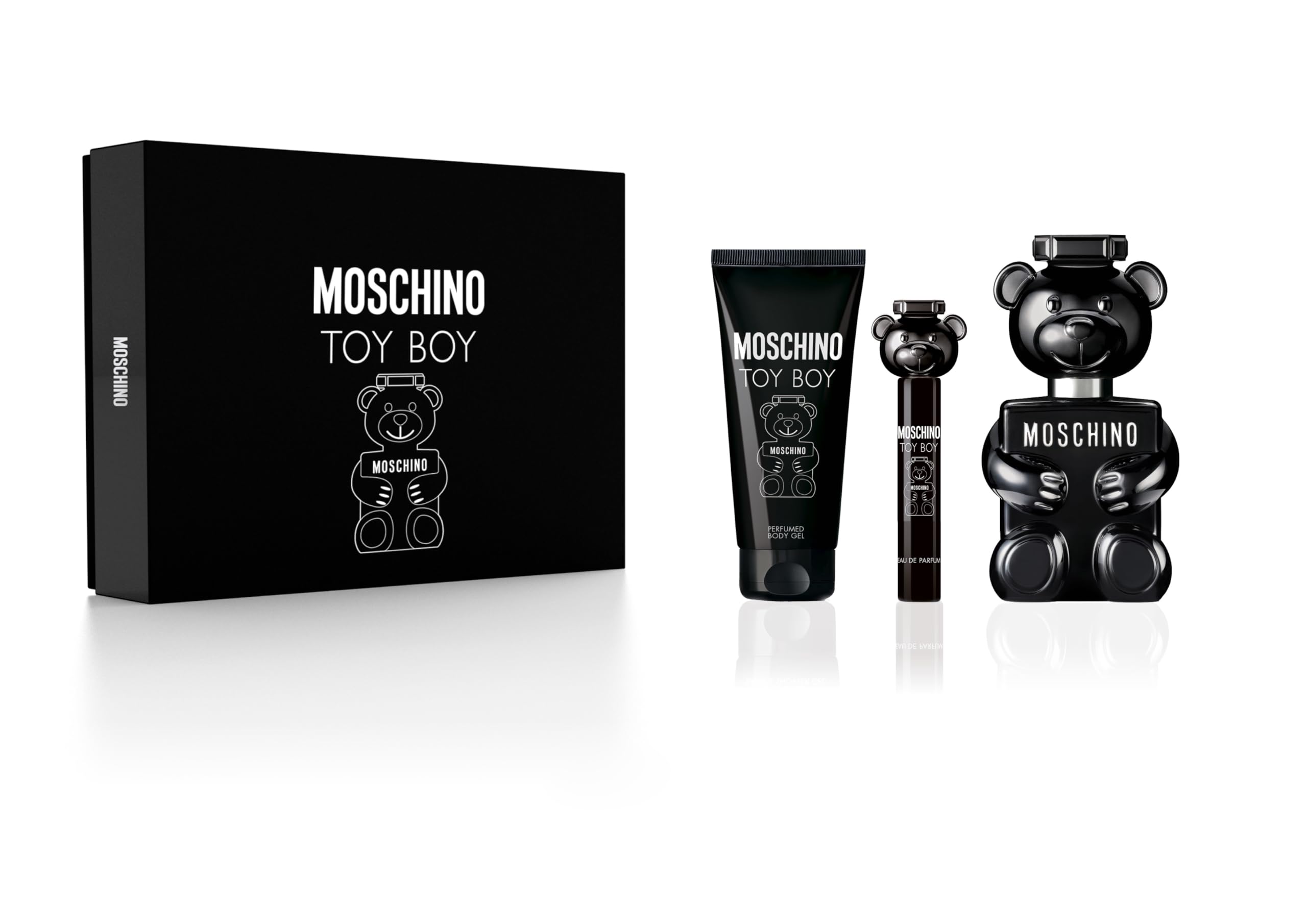 Moschino Toy Boy 3-Piece Gift Set for Men — 3.4 oz EDP, Shower Gel & 10 ml Travel Spray | Hard Gift Box